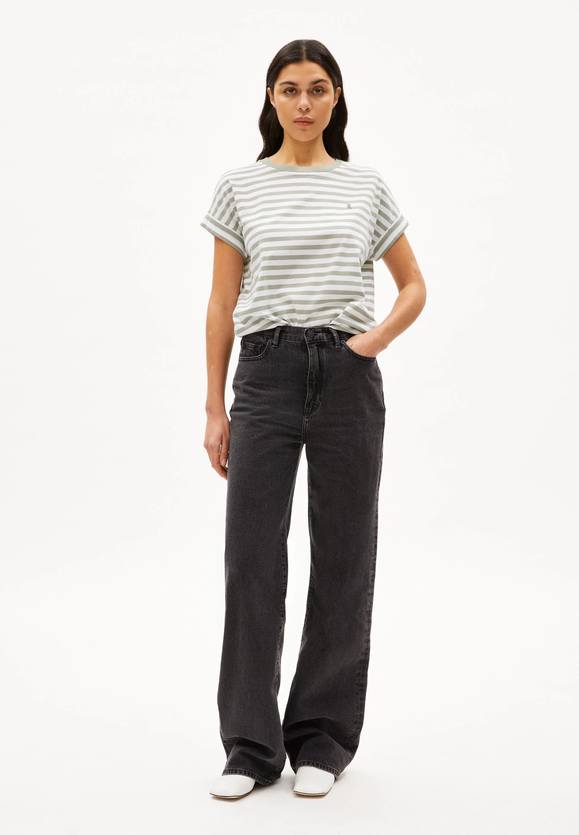 IDAARA GESTREIFTES T-SHIRT | white-seagreen - Image 5