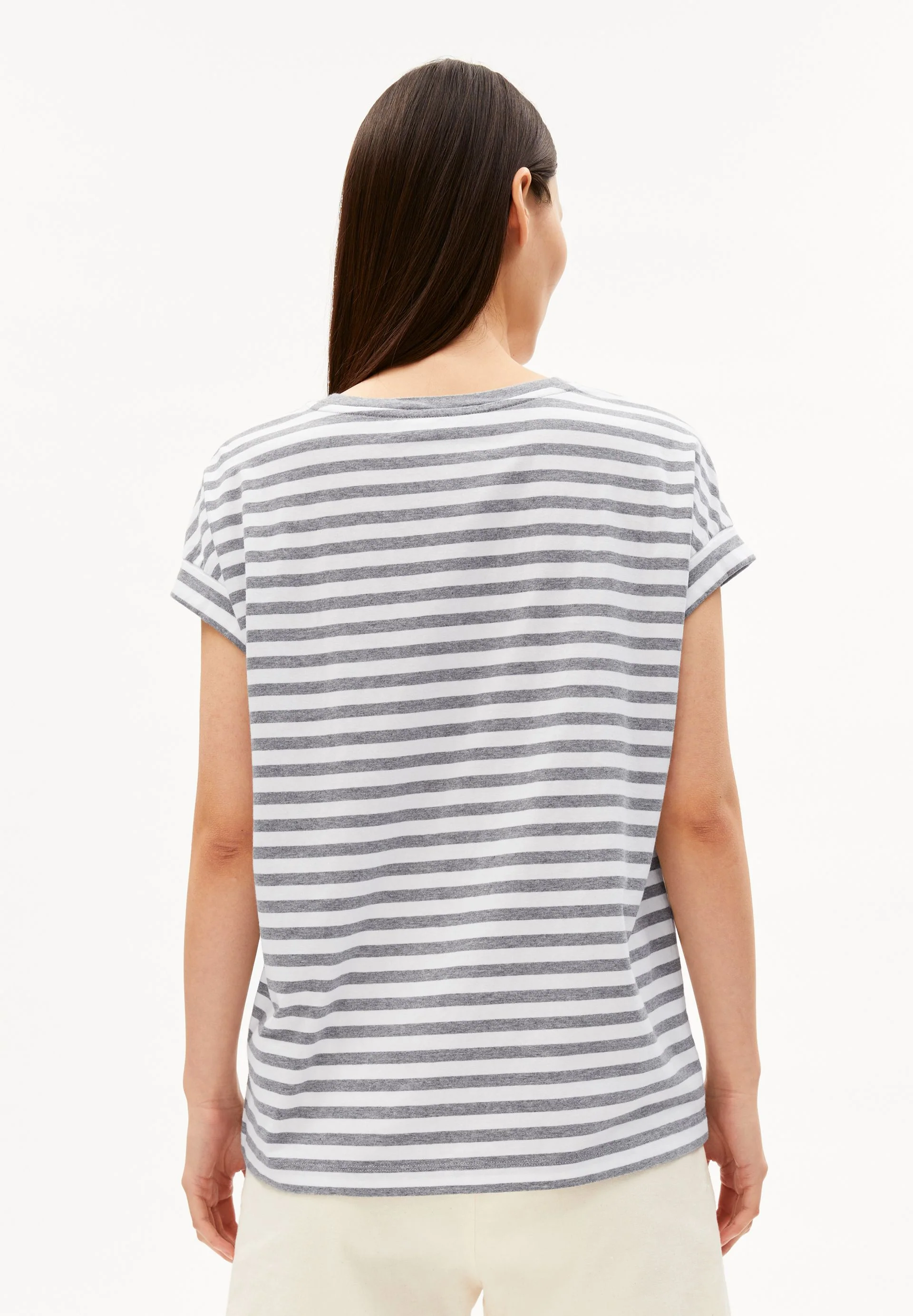 IDAARA GESTREIFTES T-SHIRT | white-silver melange - Image 2