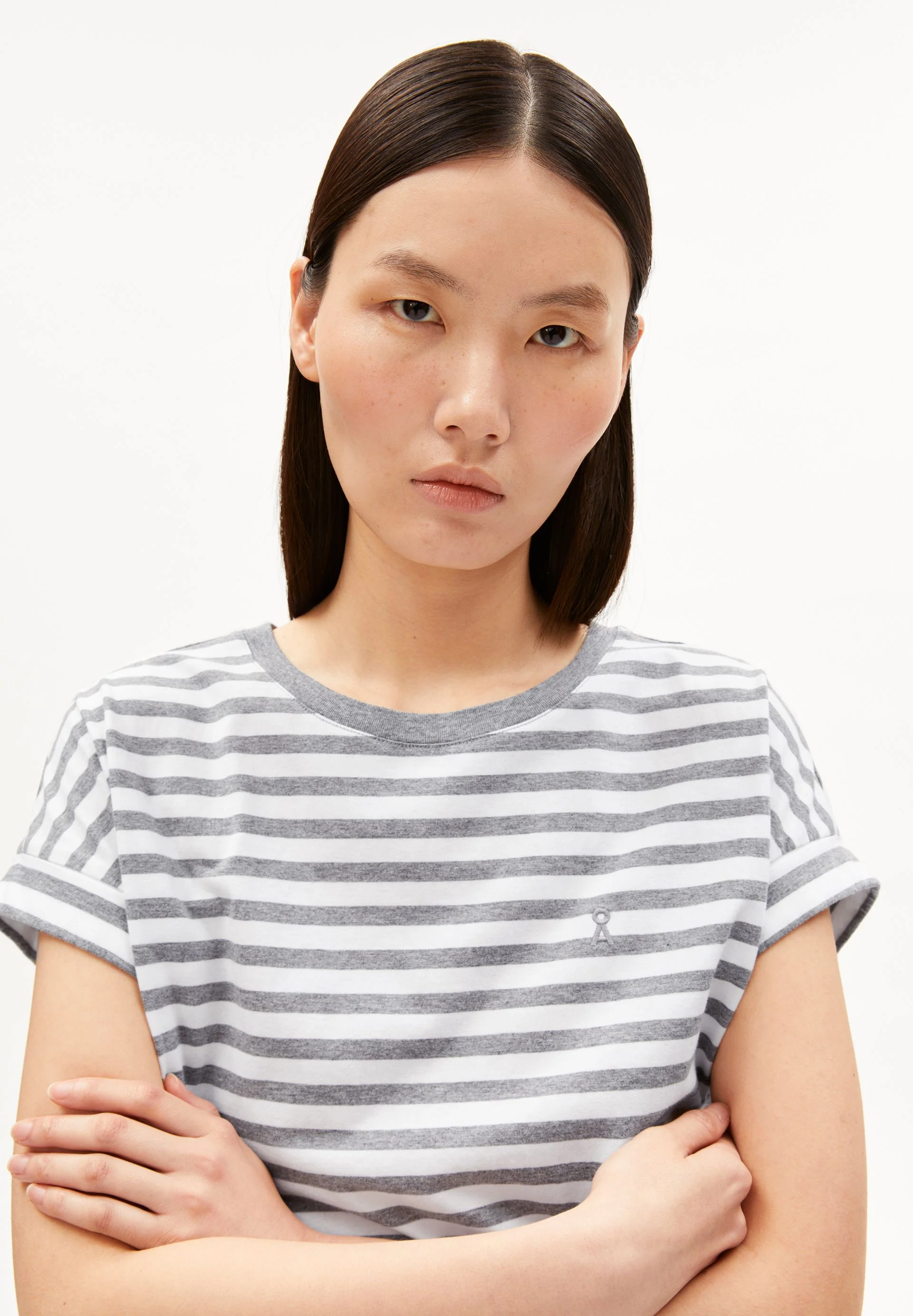 IDAARA GESTREIFTES T-SHIRT | white-silver melange - Image 3