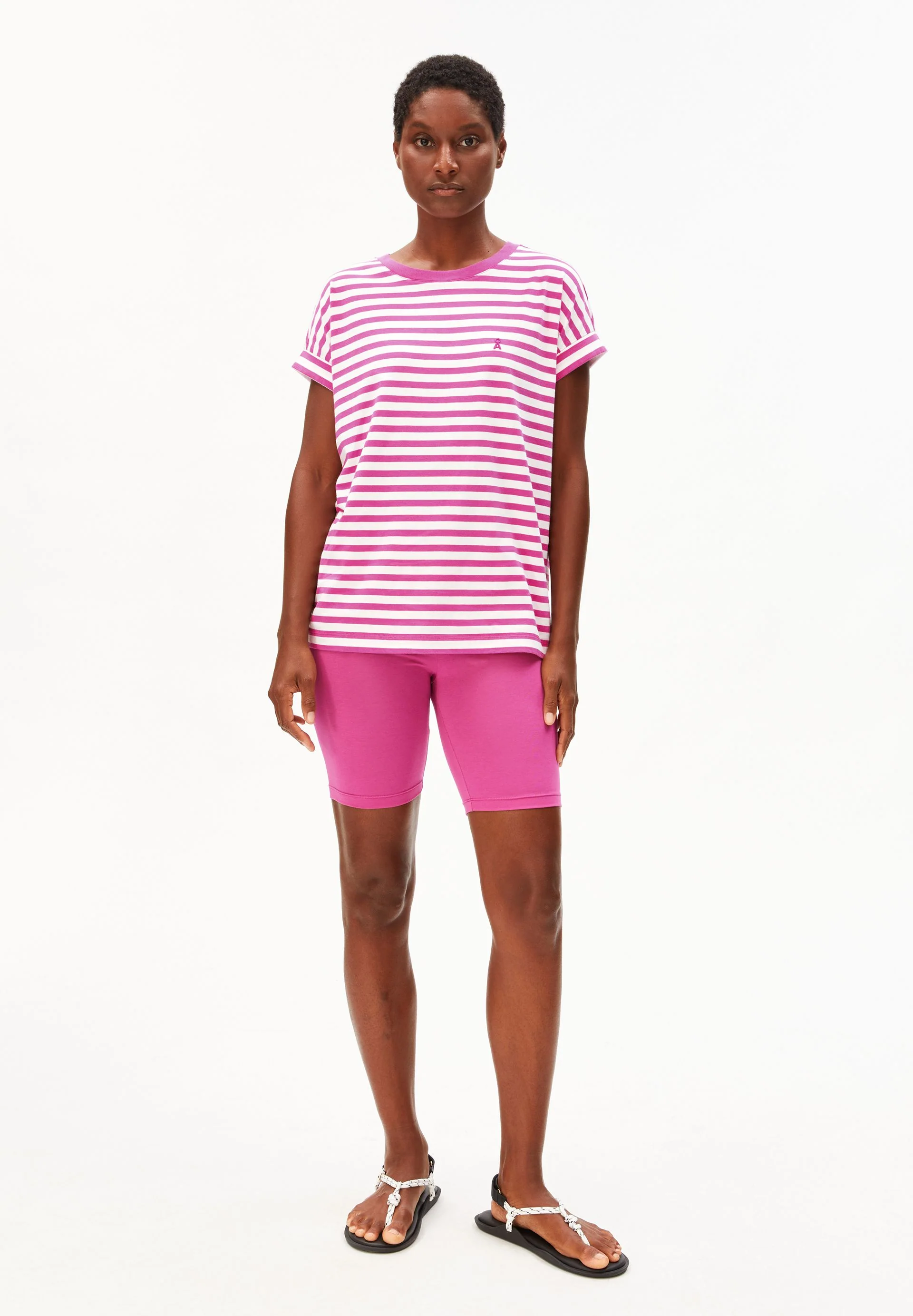 IDAARA GESTREIFTES T-SHIRT | white-very berry - Image 5