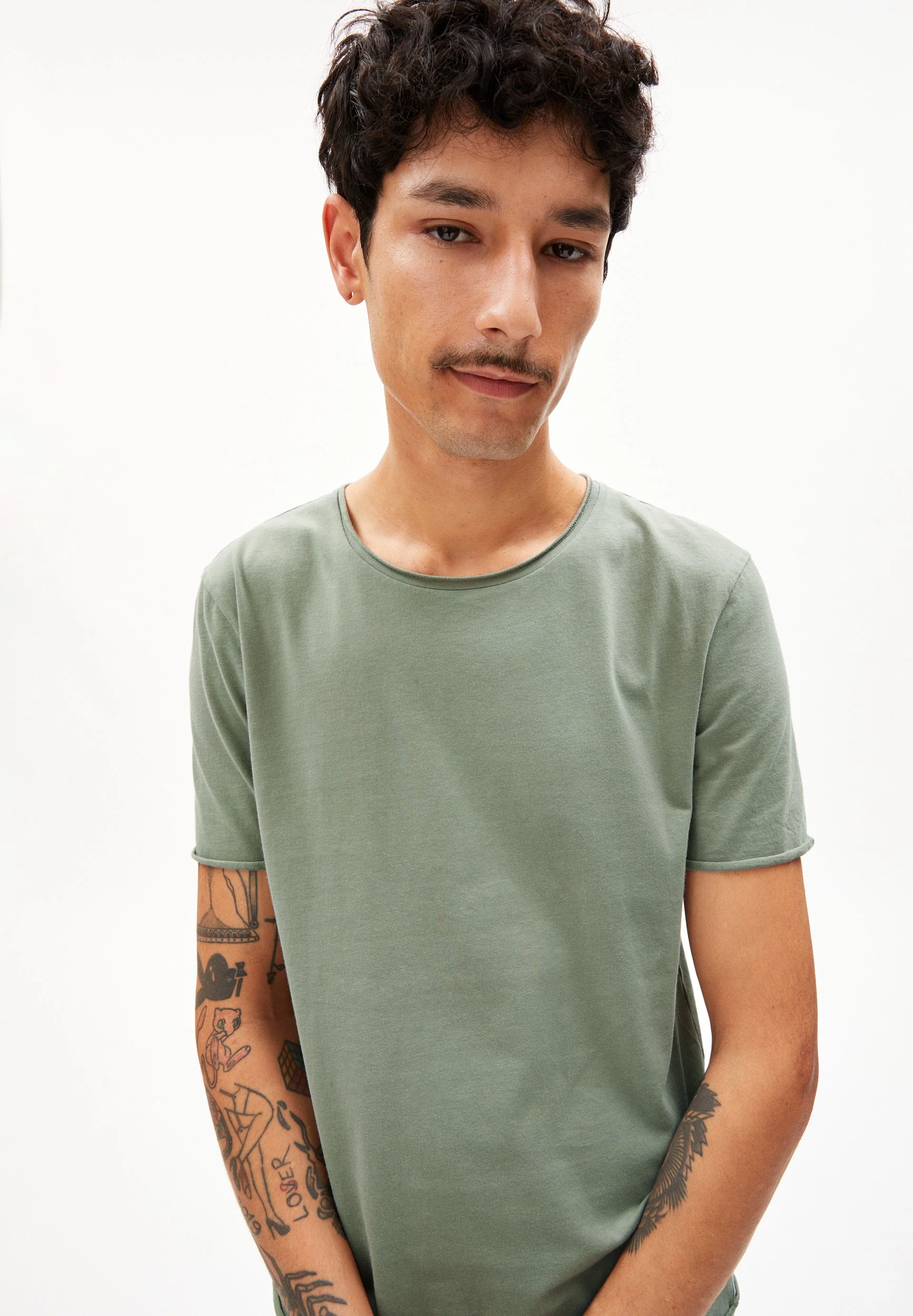JAAMES BRUSHED T-SHIRT | grey green - Image 3