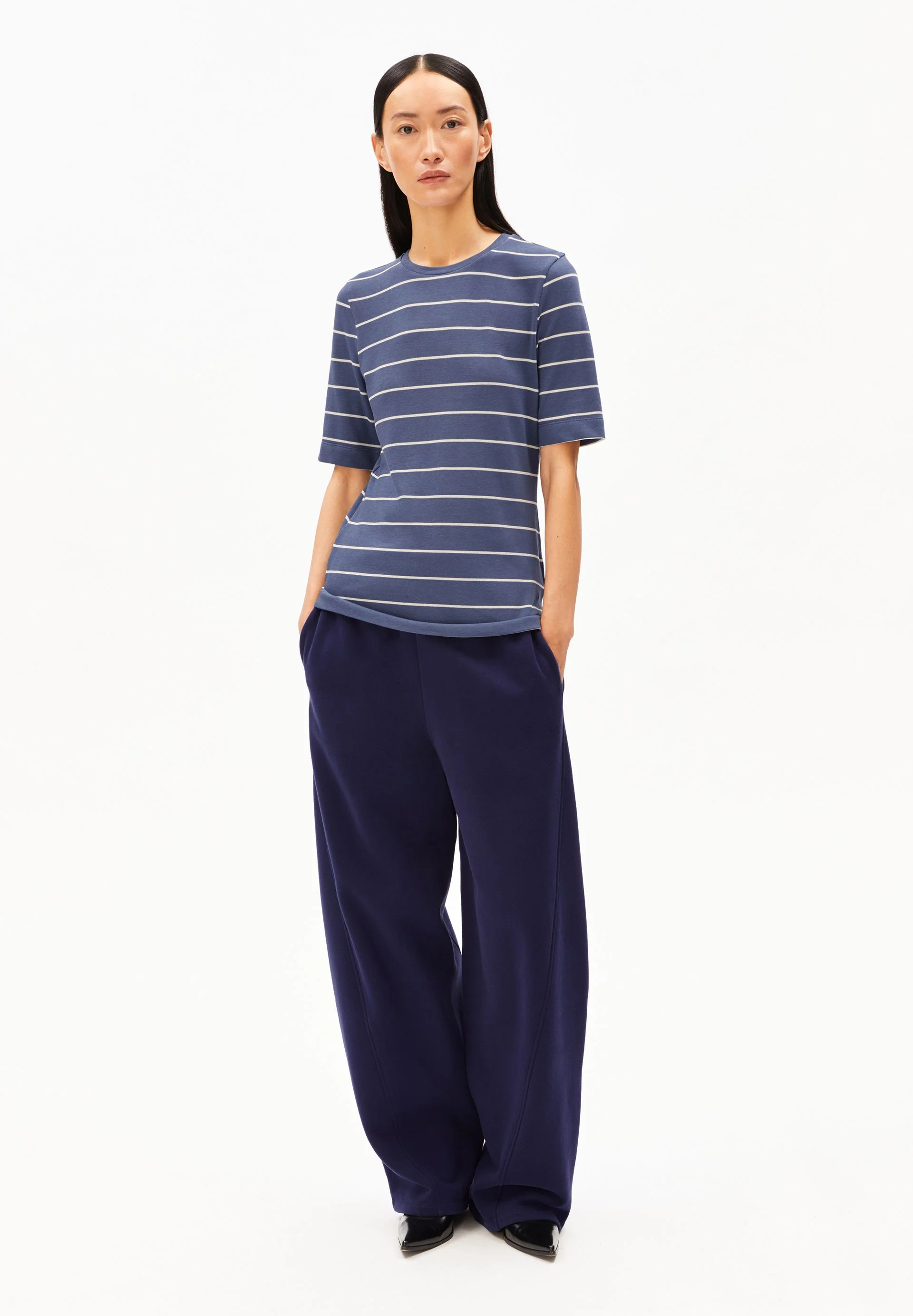 JAANISARA GESTREIFTES T-SHIRT | nightshadow-oatmilk - Image 5