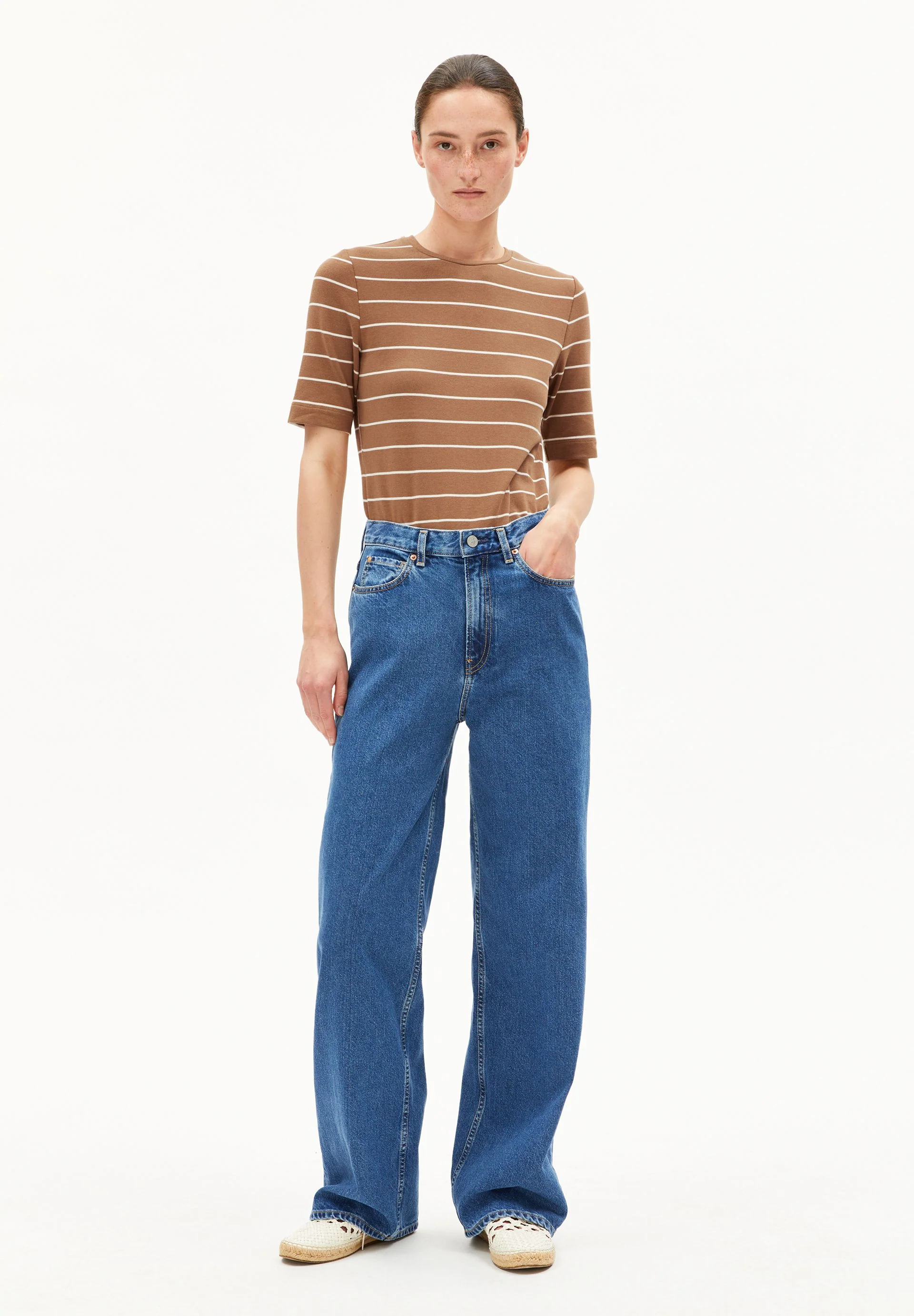 JAANISARA GESTREIFTES T-SHIRT | pale umber-oatmilk - Image 5