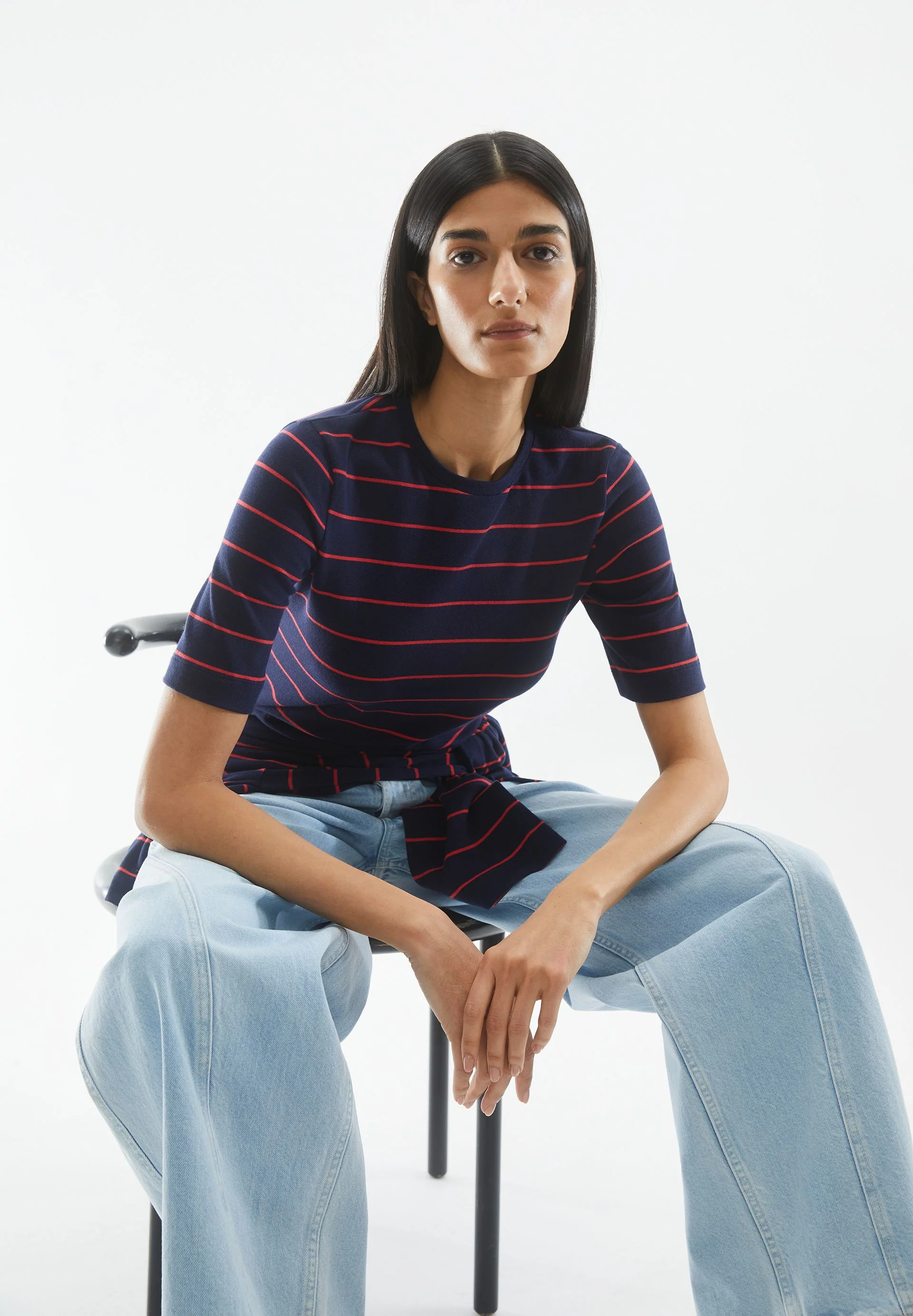 JAANISARA GESTREIFTES T-SHIRT | tinted navy-candy apple - Image 4