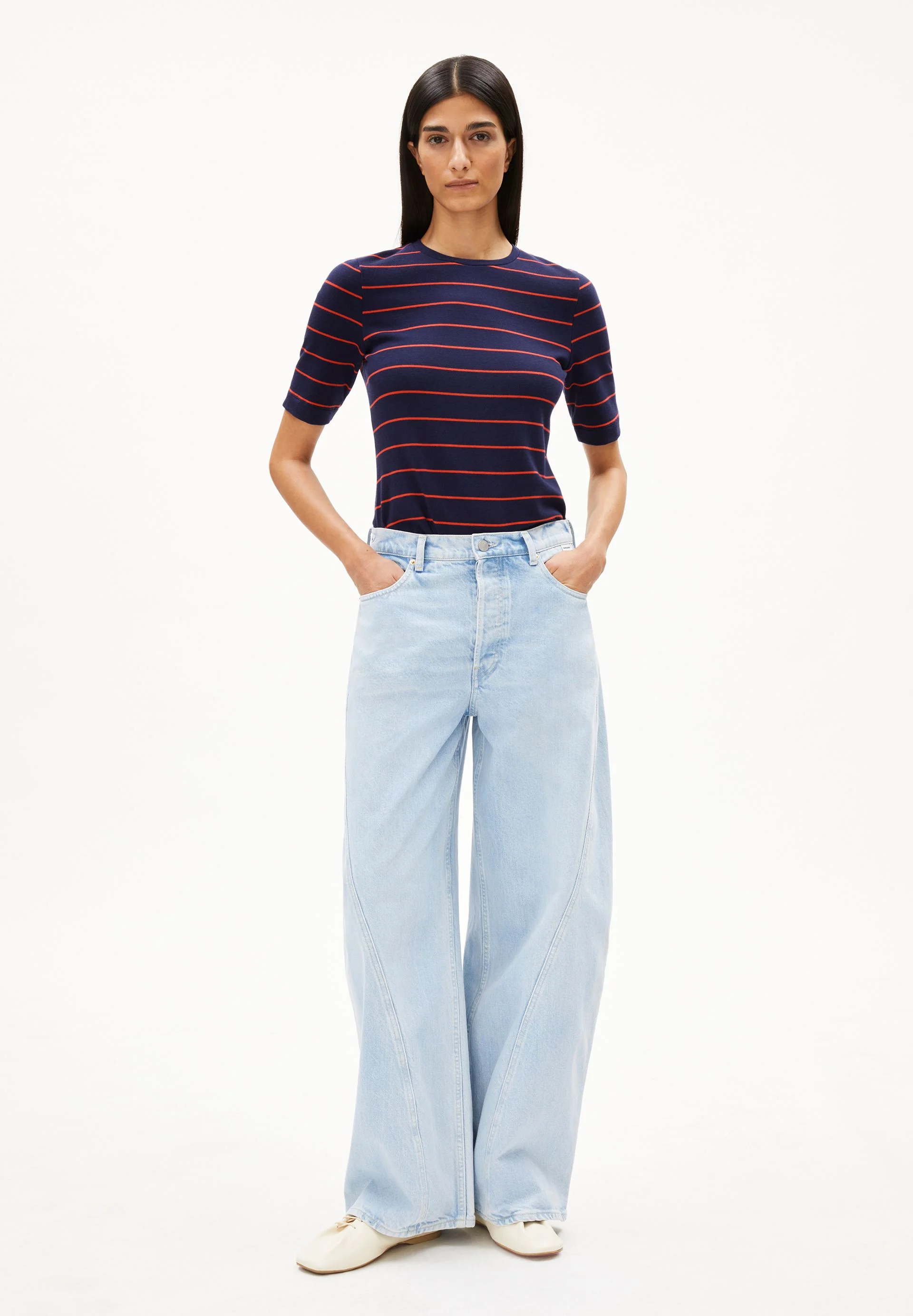 JAANISARA GESTREIFTES T-SHIRT | tinted navy-candy apple - Image 5
