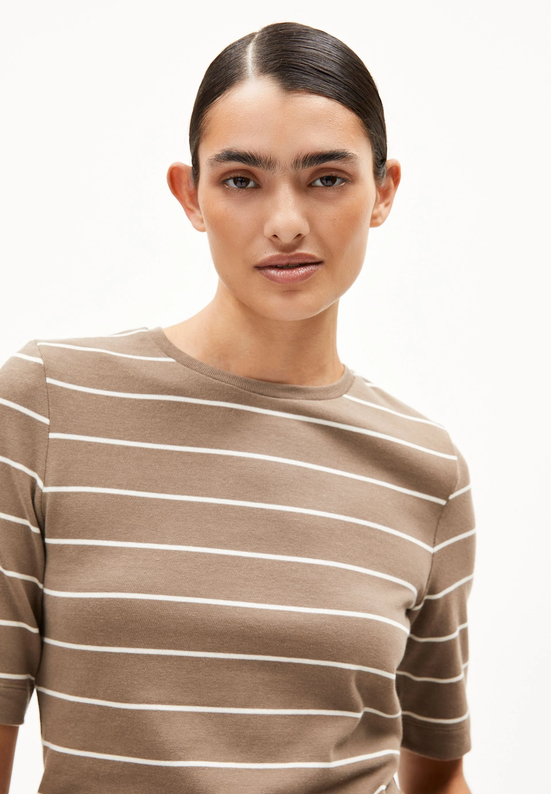 JAANISARA GESTREIFTES T-SHIRT | walnut cream-oatmilk - Image 3