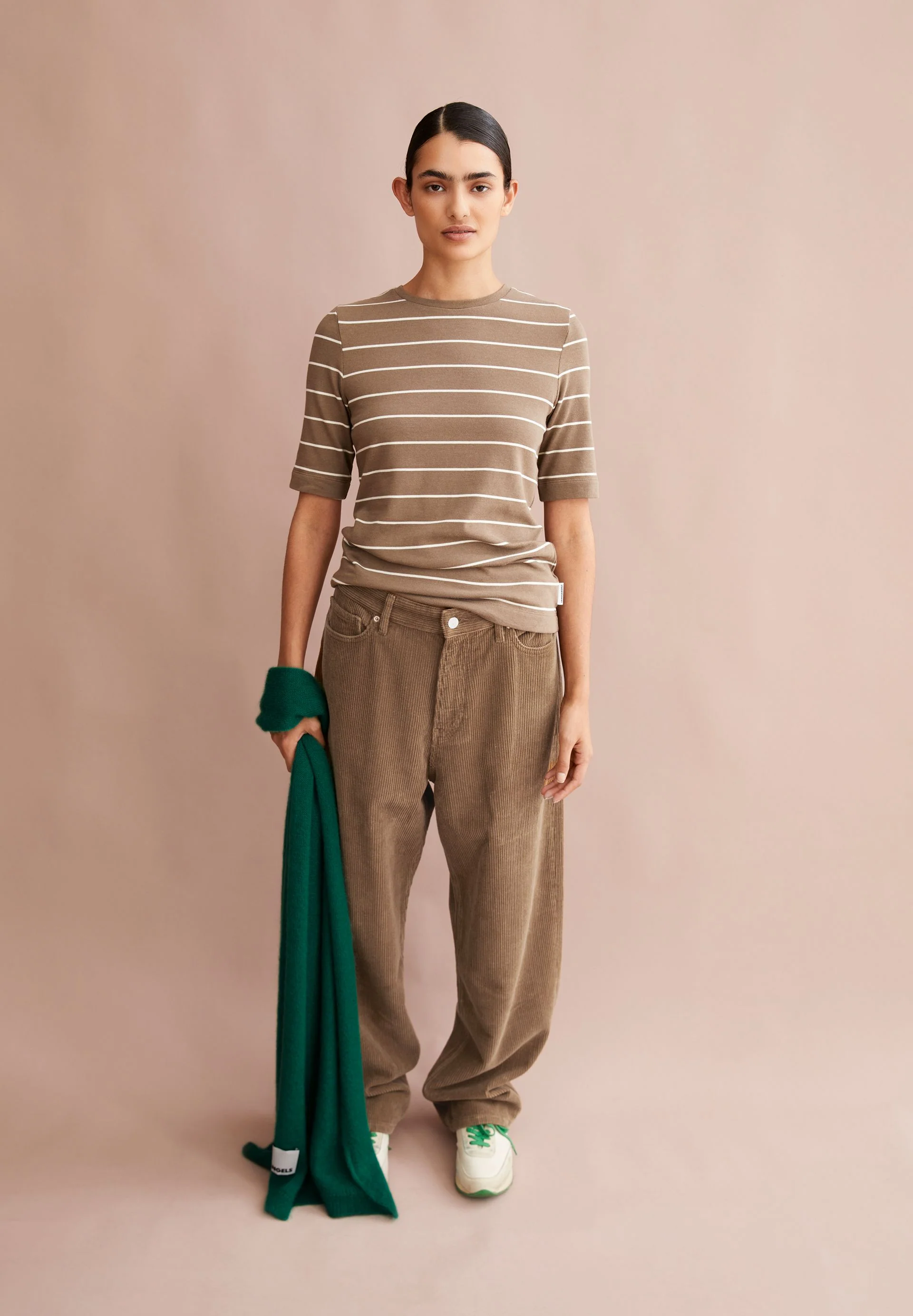 JAANISARA GESTREIFTES T-SHIRT | walnut cream-oatmilk - Image 4