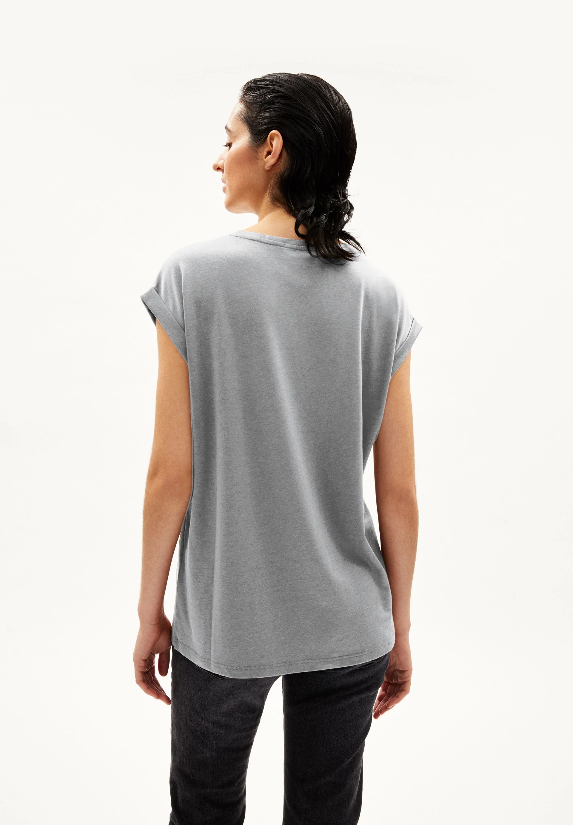 JILAANA T-SHIRT | mid grey melange - Image 2