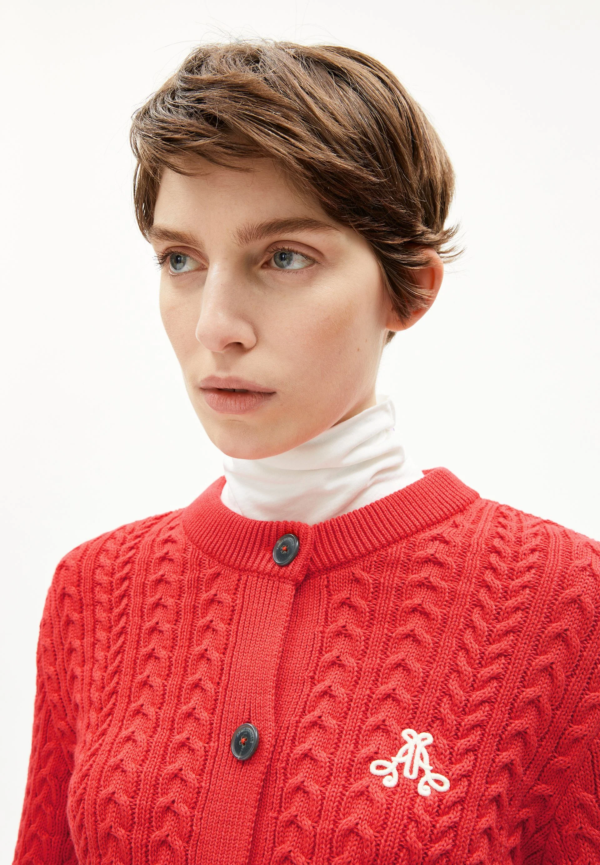 JULIAANAS CABLE STRICKJACKE | candy apple-oatmilk - Image 3