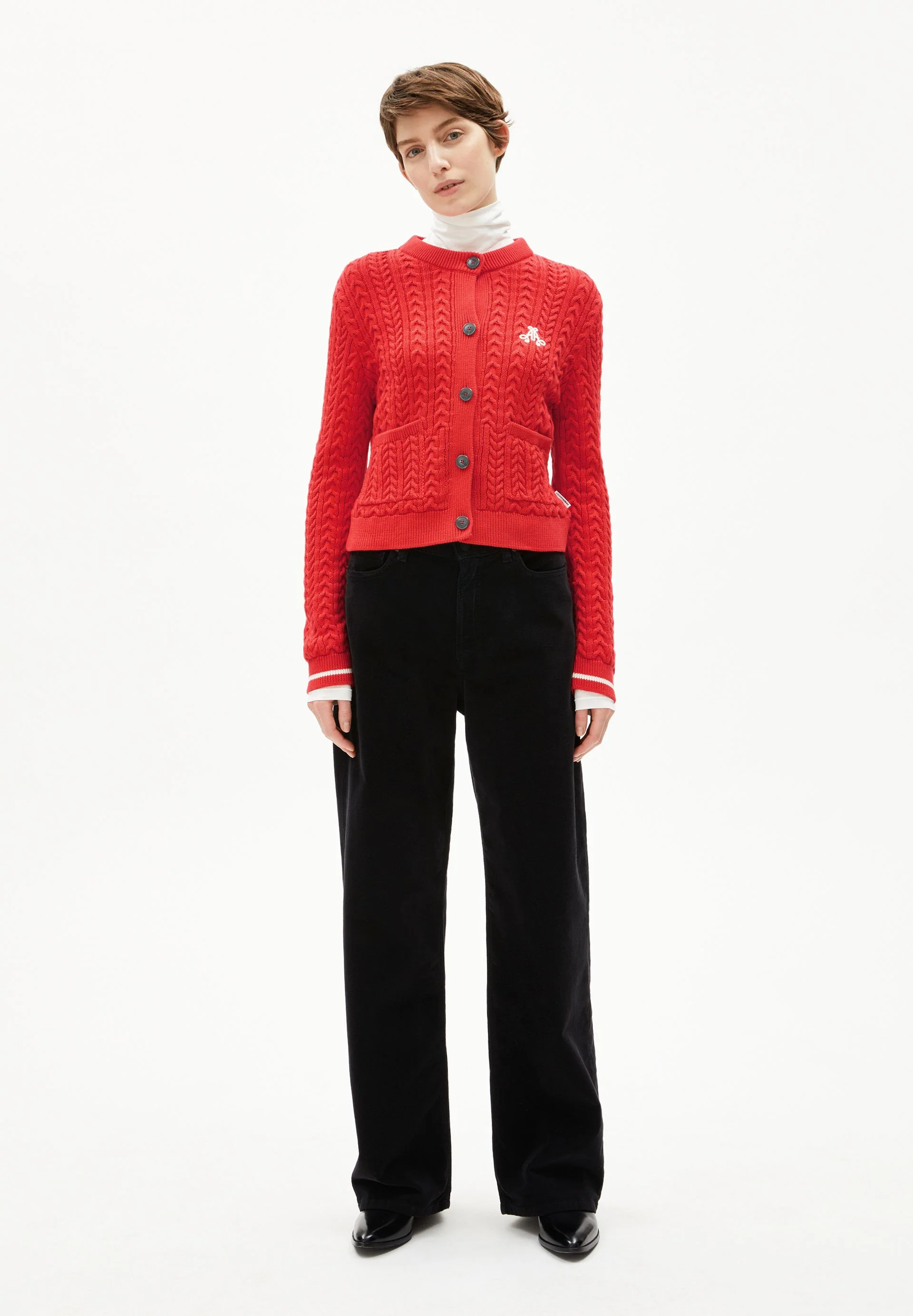JULIAANAS CABLE STRICKJACKE | candy apple-oatmilk - Image 5