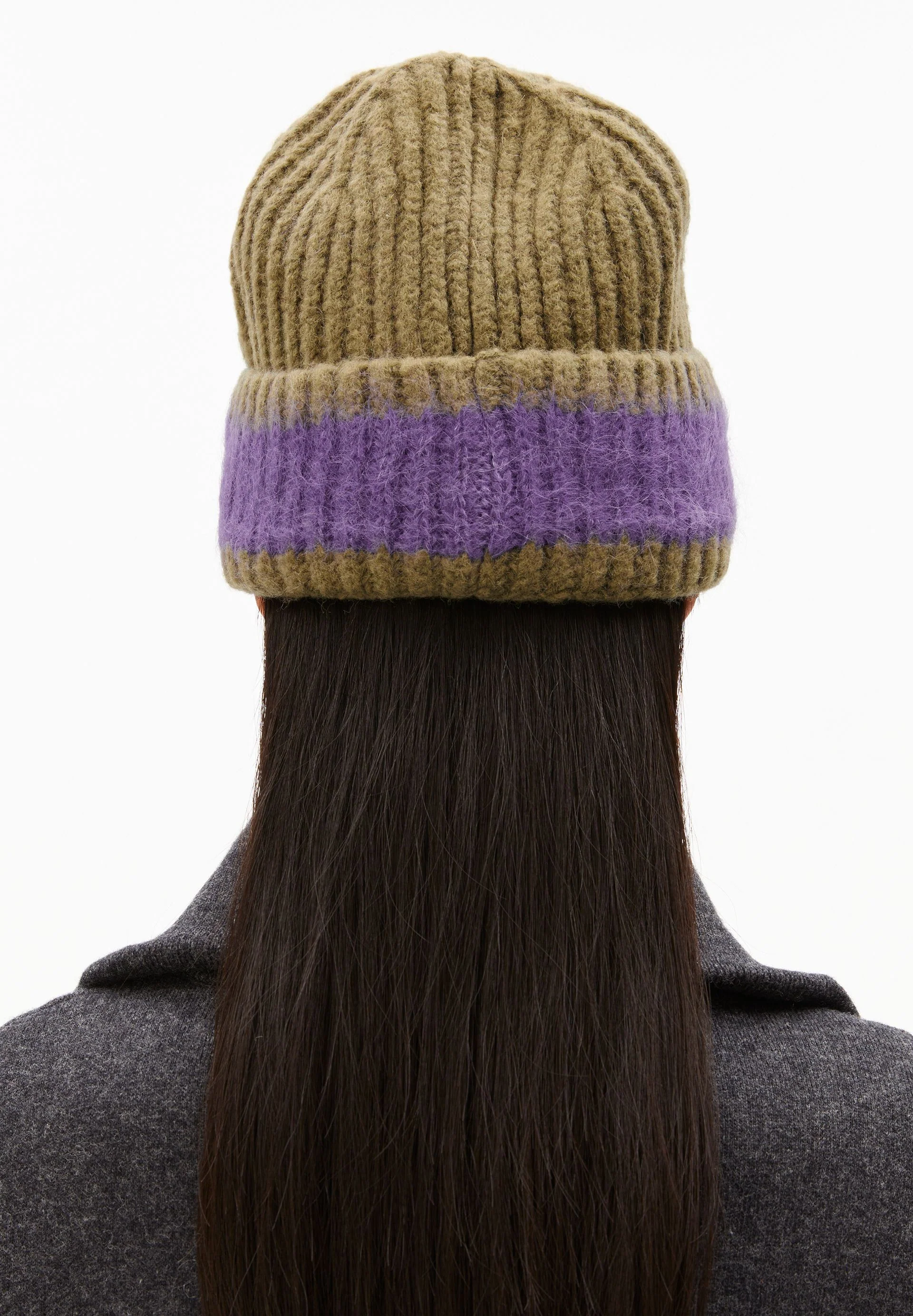 JUPILAA STRIPED UN-WASTED MÜTZE | oliva-dark purple stone - Image 3