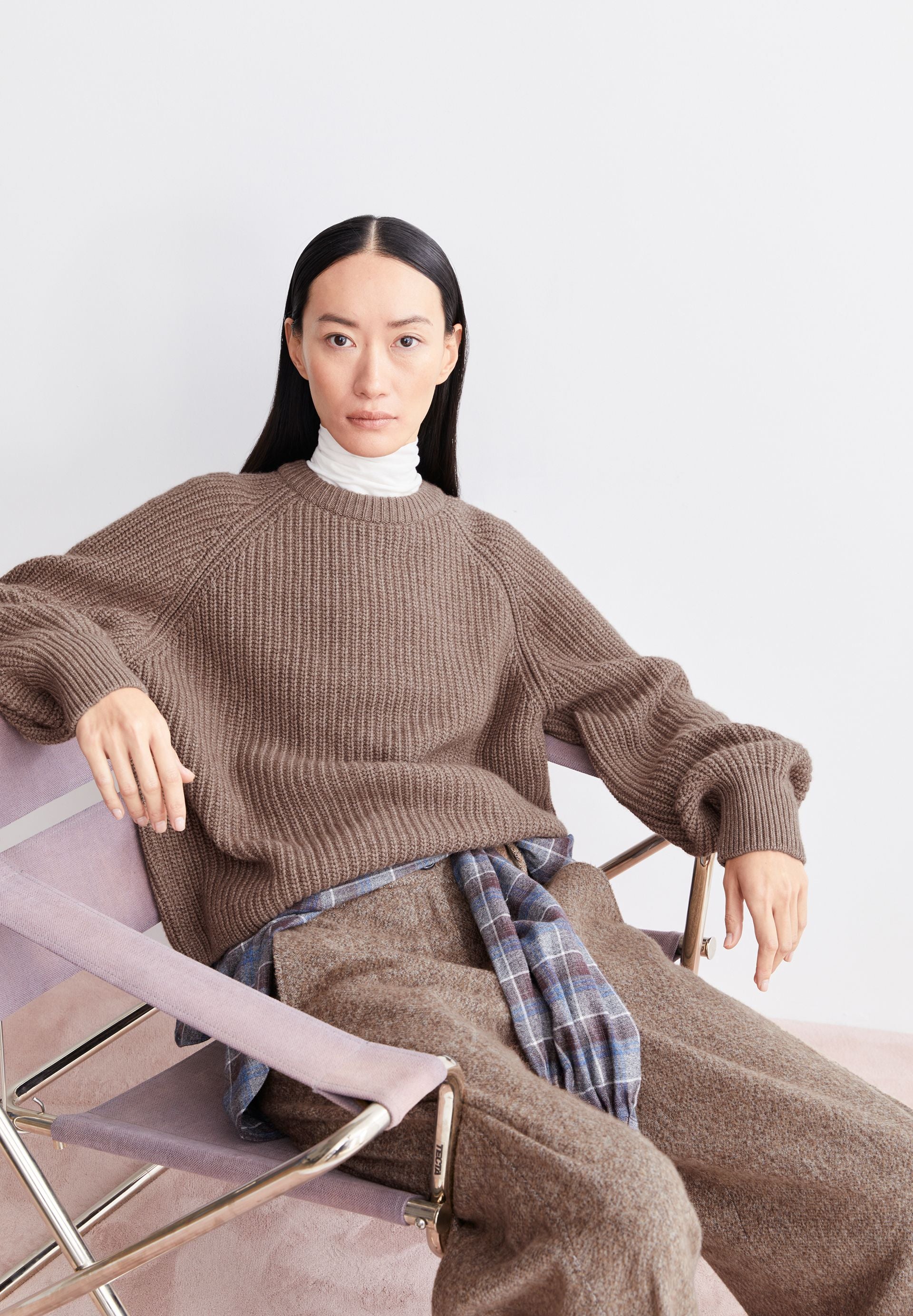 RIB KNIT SWEATER | cinnamon dust melange - Image 4