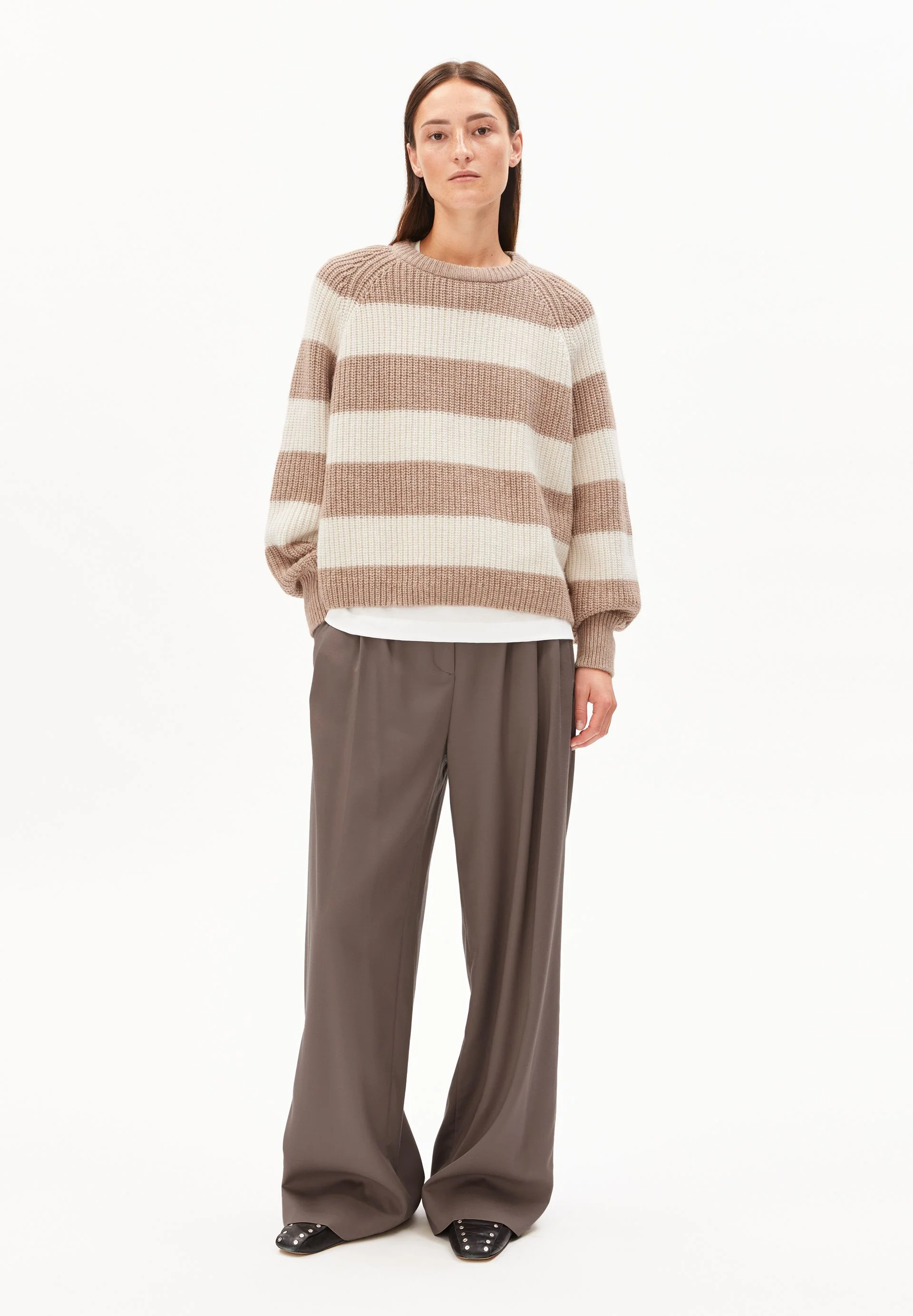 KAAGI STRIPES STRICKPULLOVER | camel melange - Image 5
