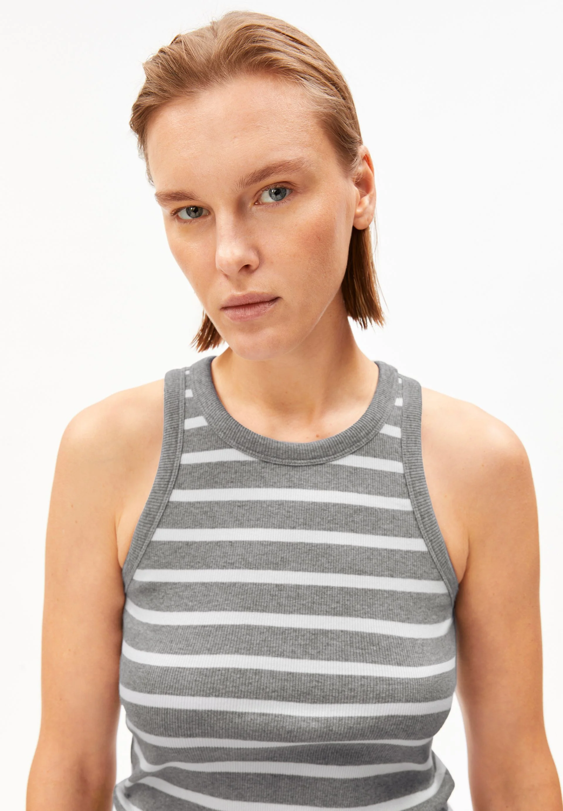 KANITAA GESTREIFTES TOP | silver melange-white - Image 3