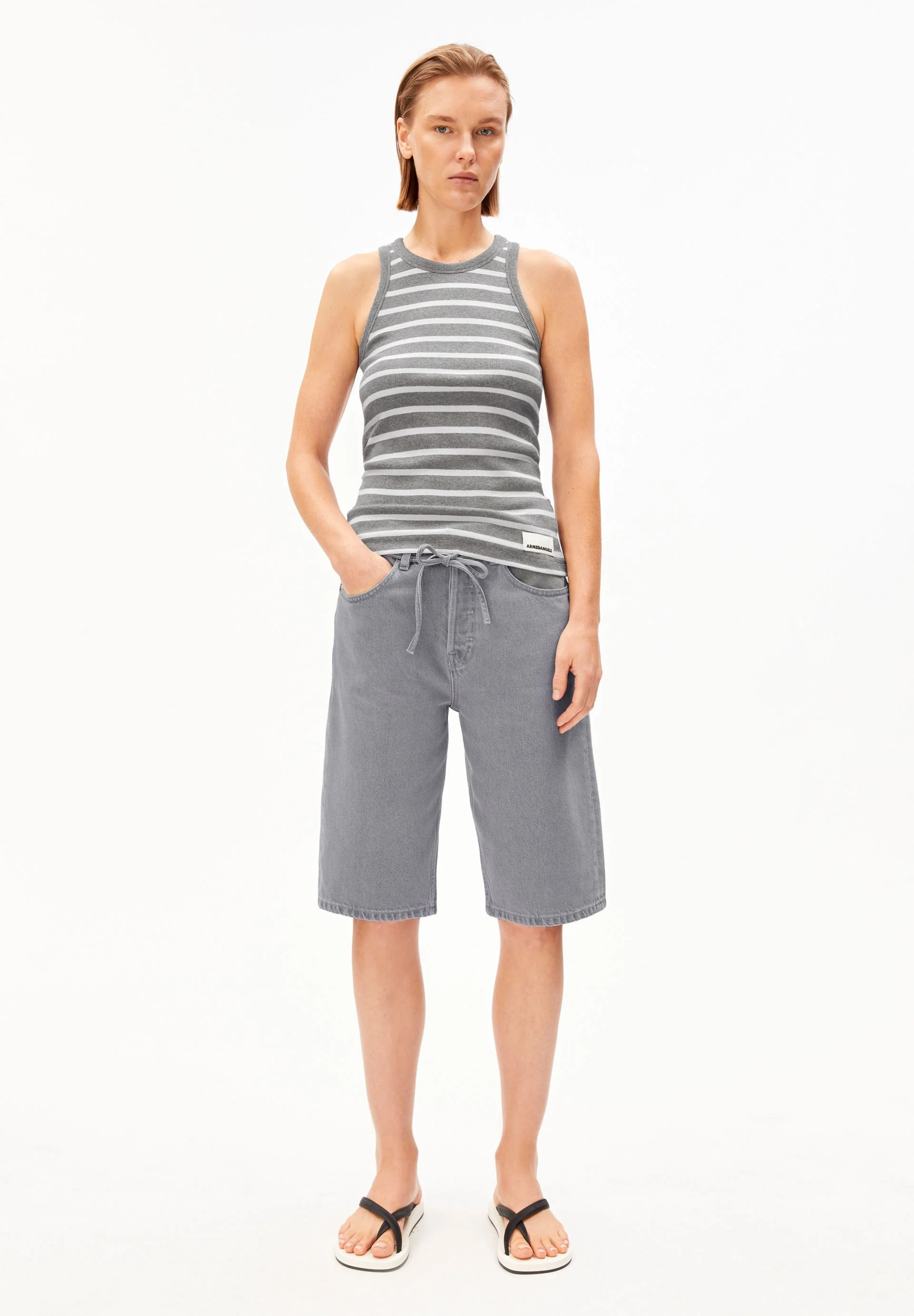 KANITAA GESTREIFTES TOP | silver melange-white - Image 5