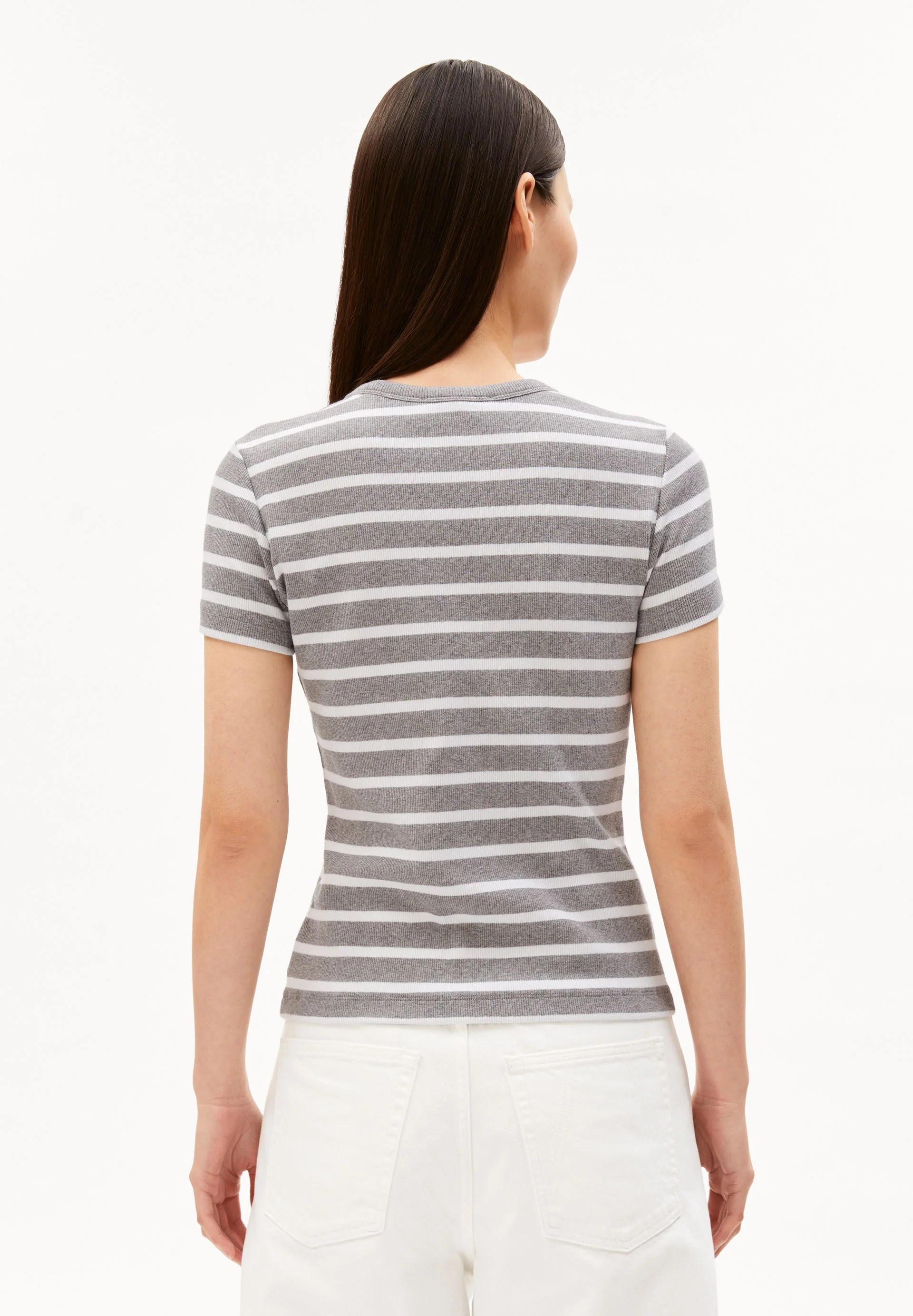 KARDAA GESTREIFTES RIPP-T-SHIRT | silver melange-white - Image 2