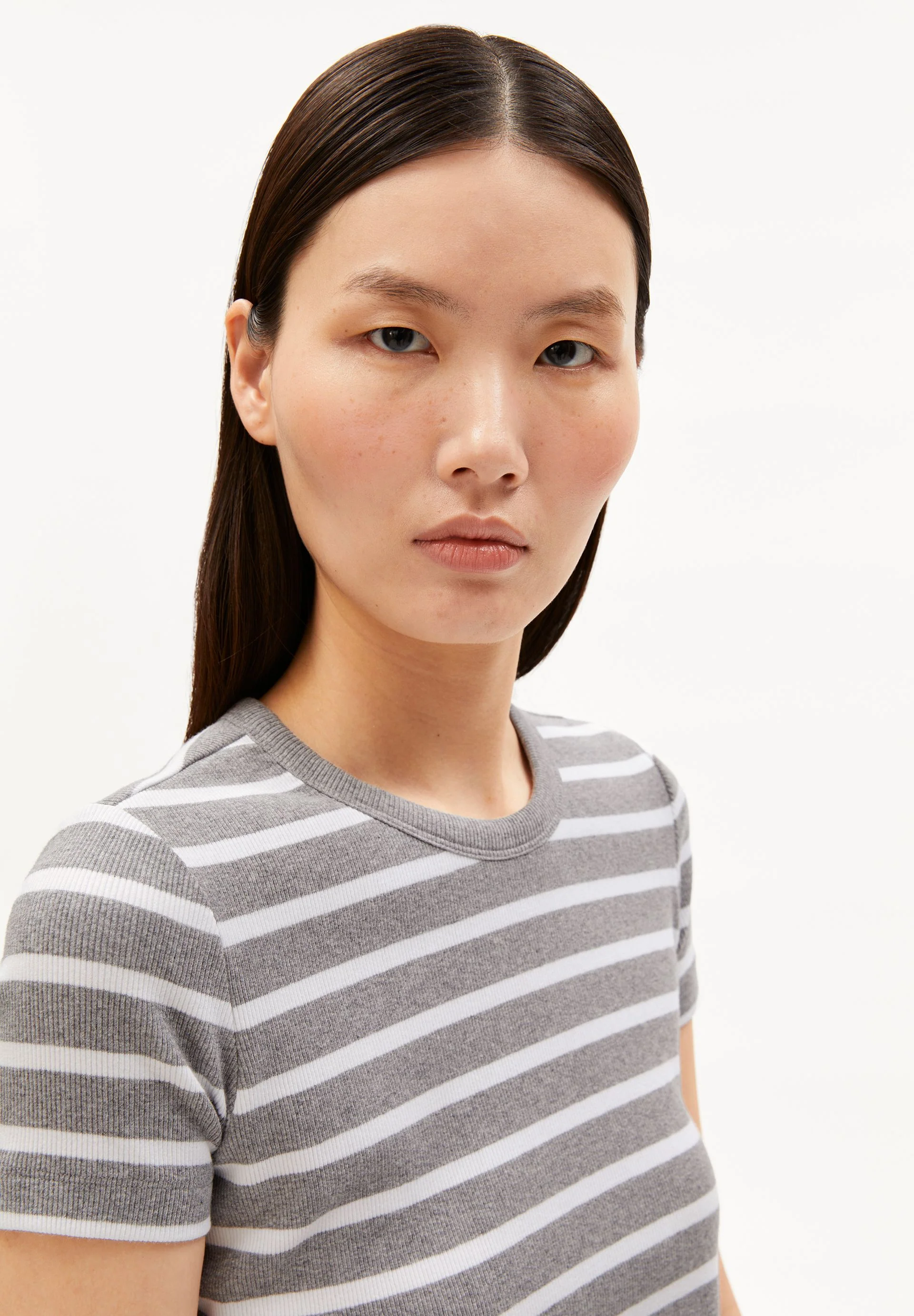 KARDAA GESTREIFTES RIPP-T-SHIRT | silver melange-white - Image 3