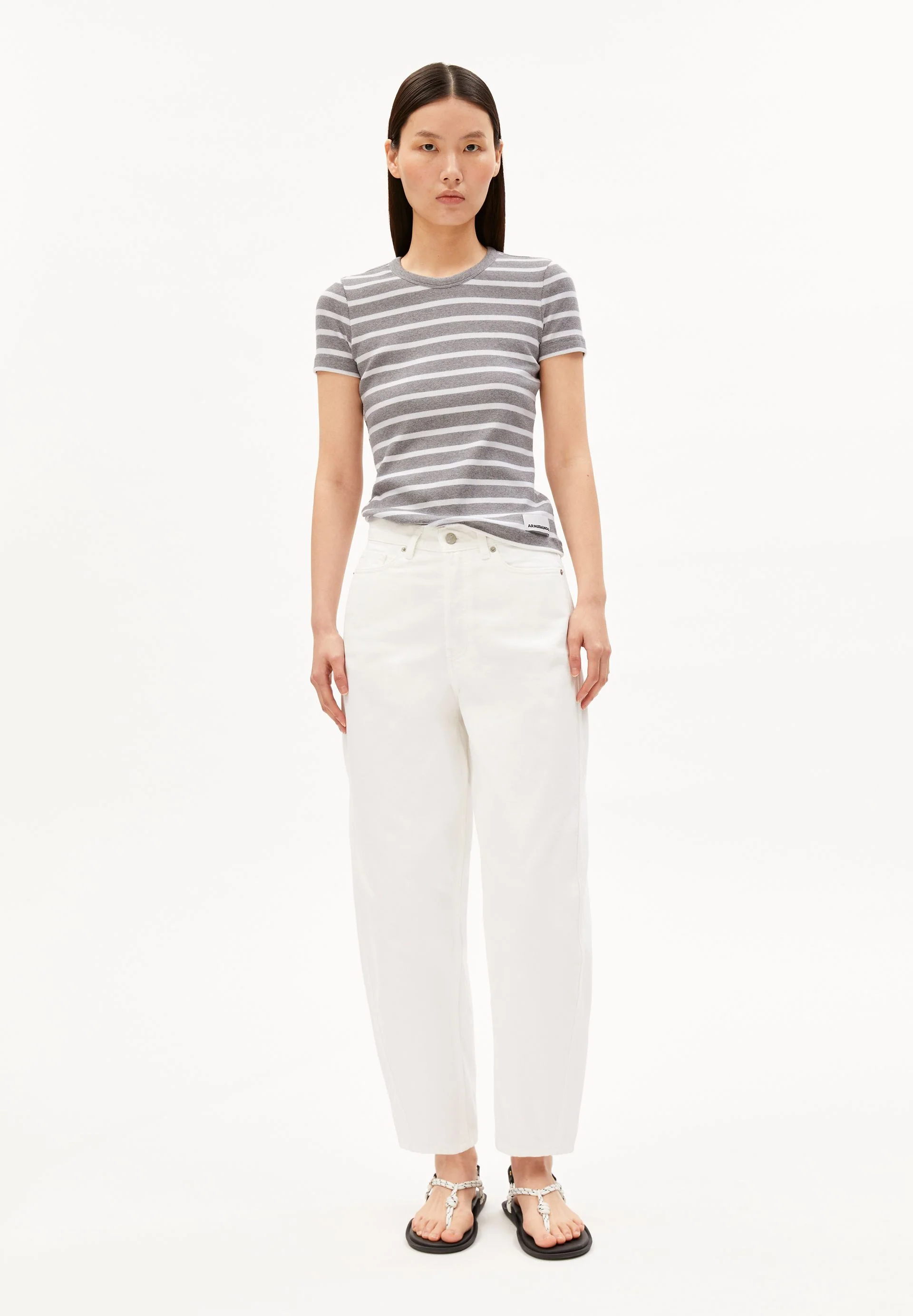 KARDAA GESTREIFTES RIPP-T-SHIRT | silver melange-white - Image 5
