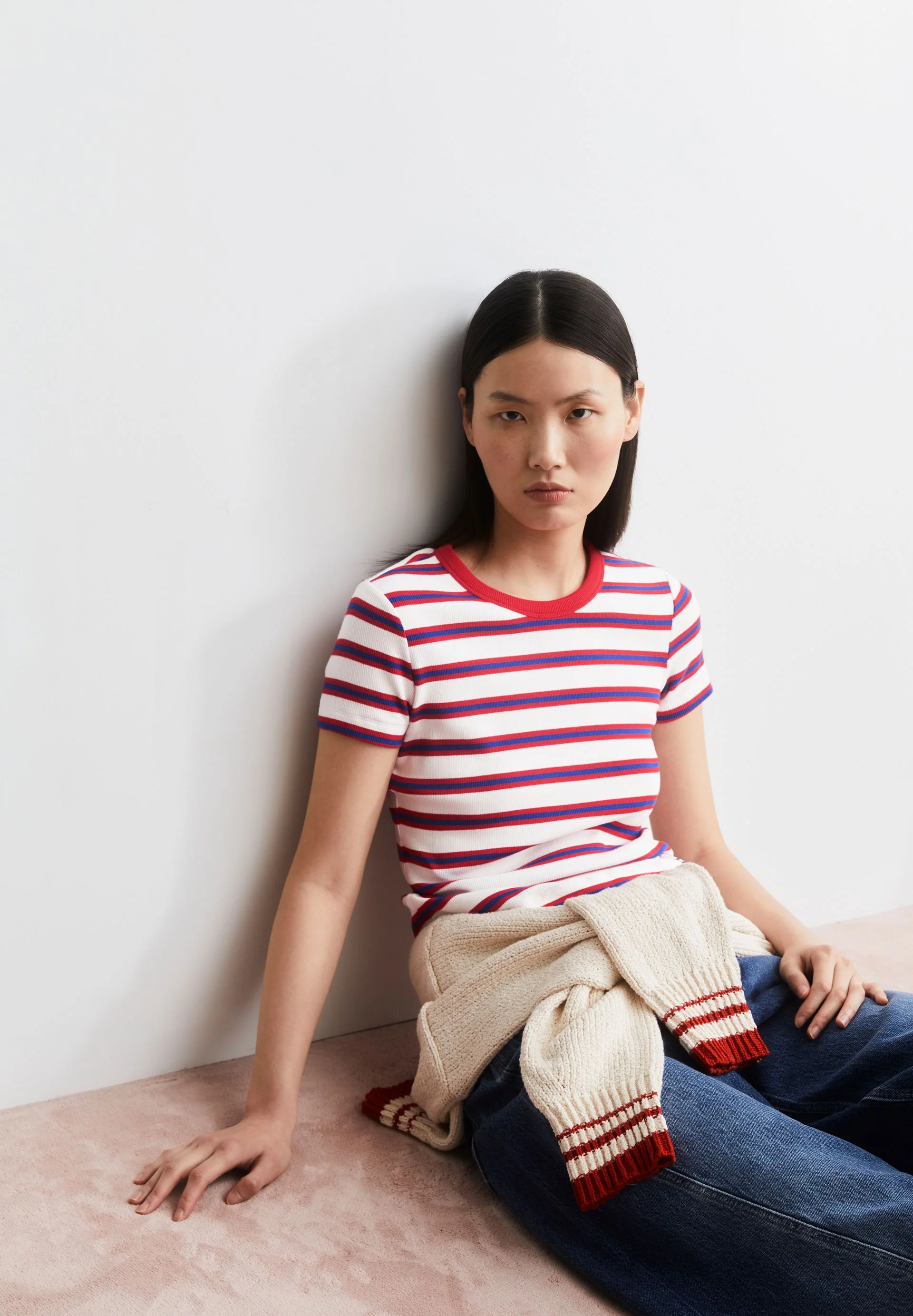 KARDAA GESTREIFTES RIPP-T-SHIRT | light oatmilk-mars red-dynamo blue - Image 4