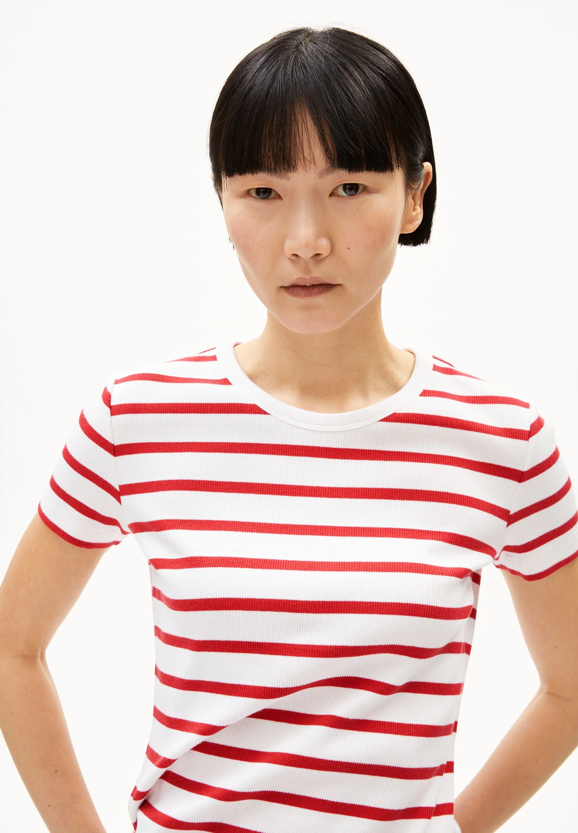 KARDAA GESTREIFTES RIPP-T-SHIRT | white-coral blush - Image 3