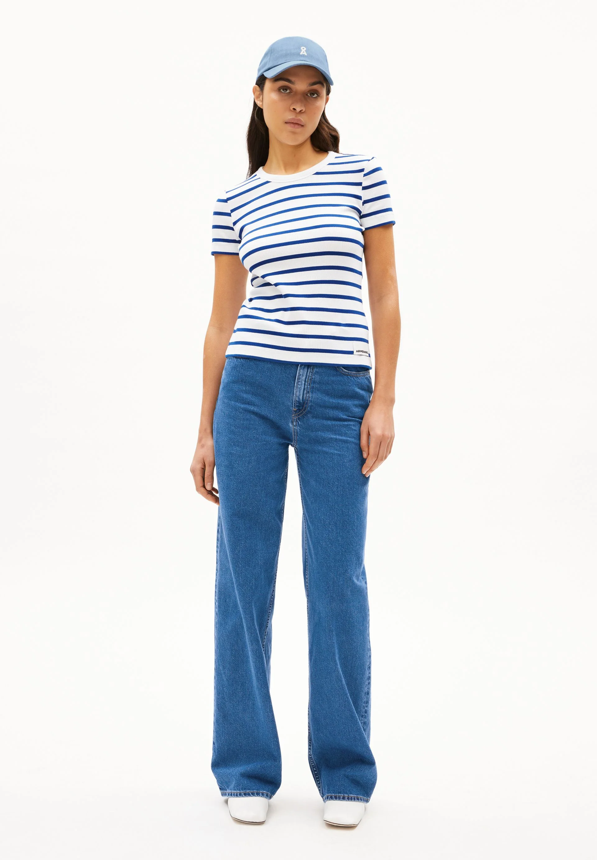 KARDAA GESTREIFTES RIPP-T-SHIRT | white-lapis blue - Image 5