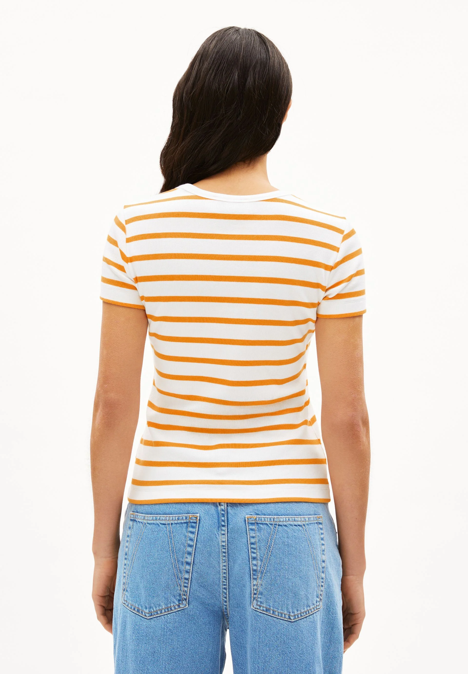 KARDAA GESTREIFTES RIPP-T-SHIRT | white-light tangerine - Image 2
