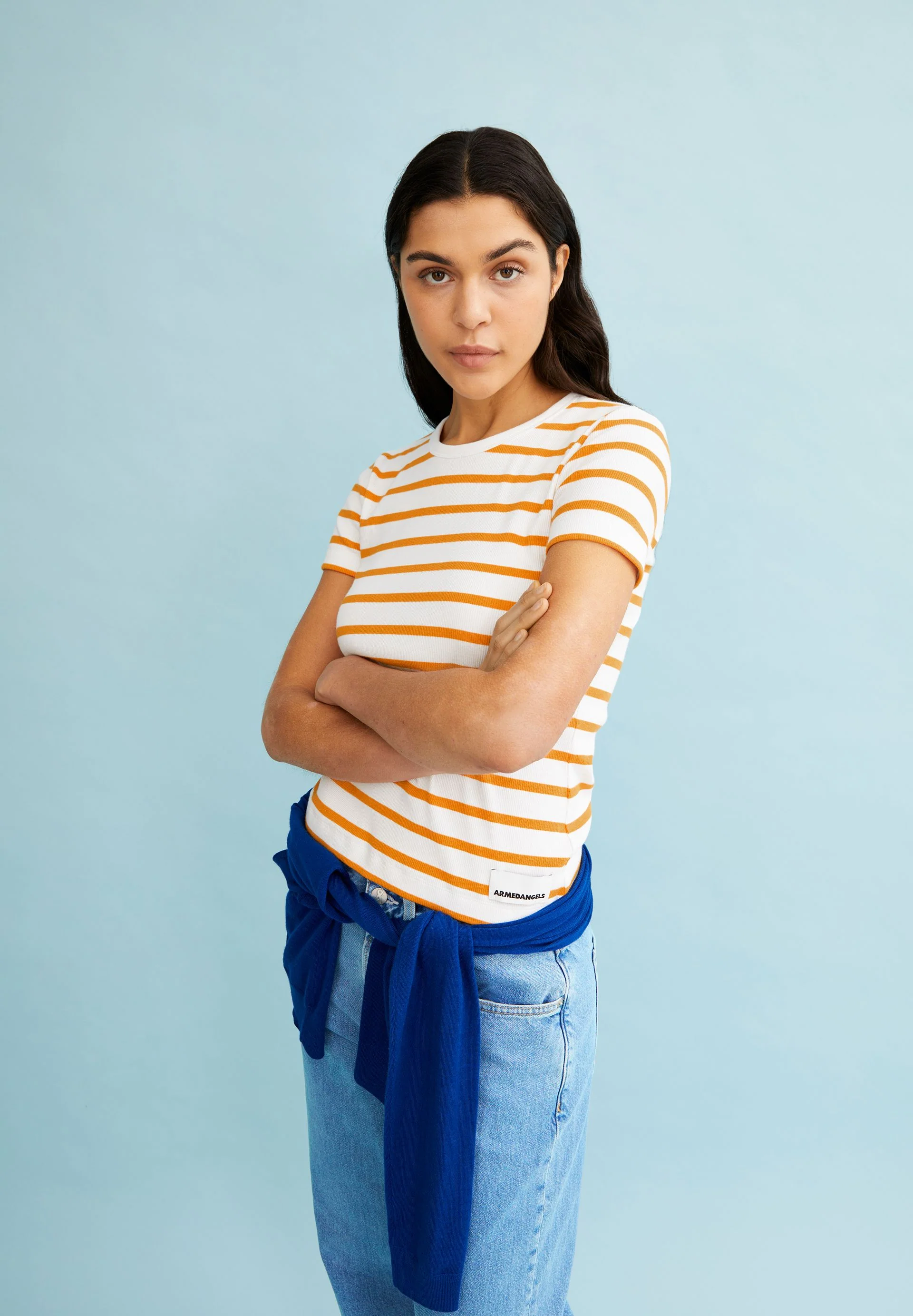KARDAA GESTREIFTES RIPP-T-SHIRT | white-light tangerine - Image 4