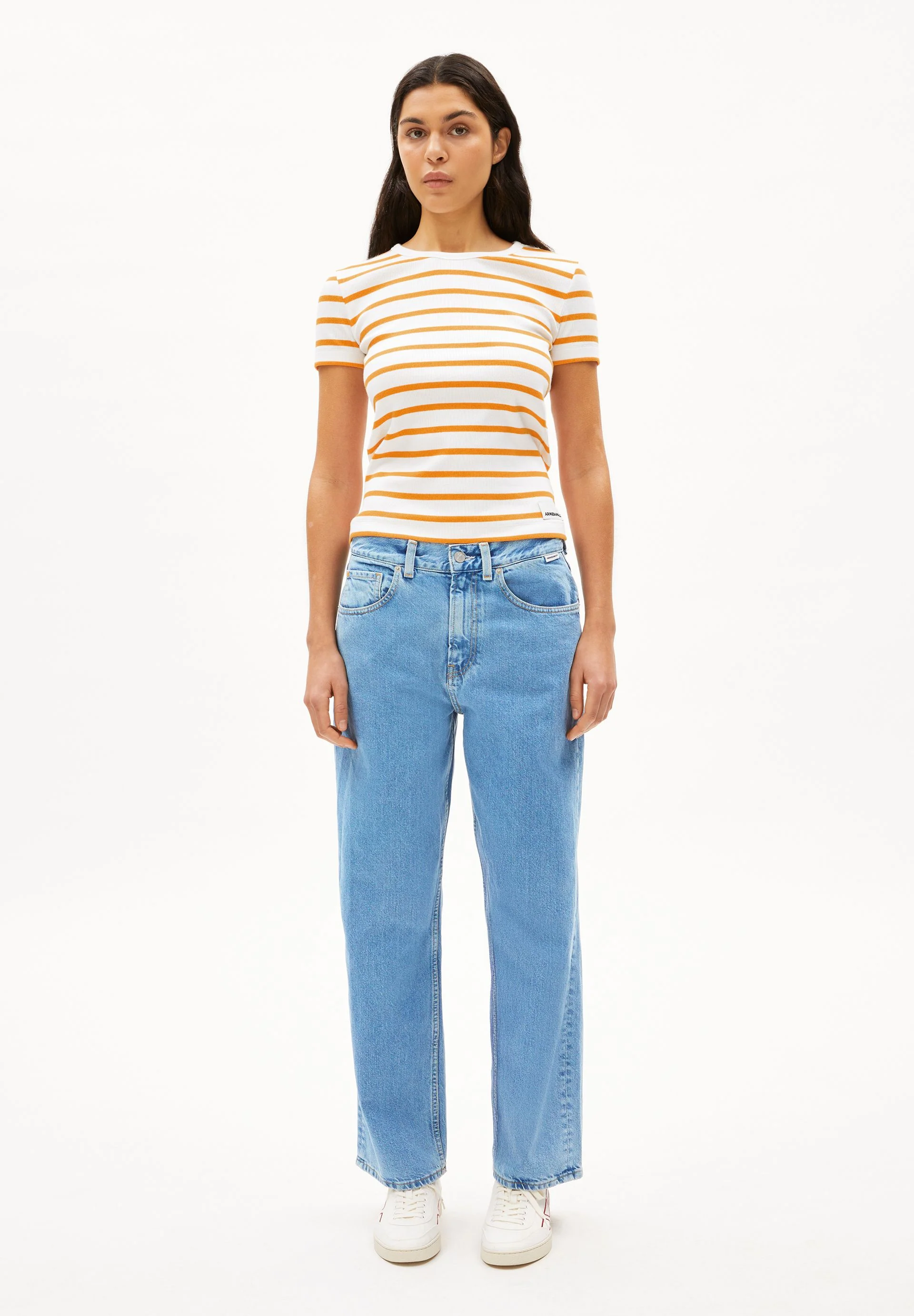 KARDAA GESTREIFTES RIPP-T-SHIRT | white-light tangerine - Image 5