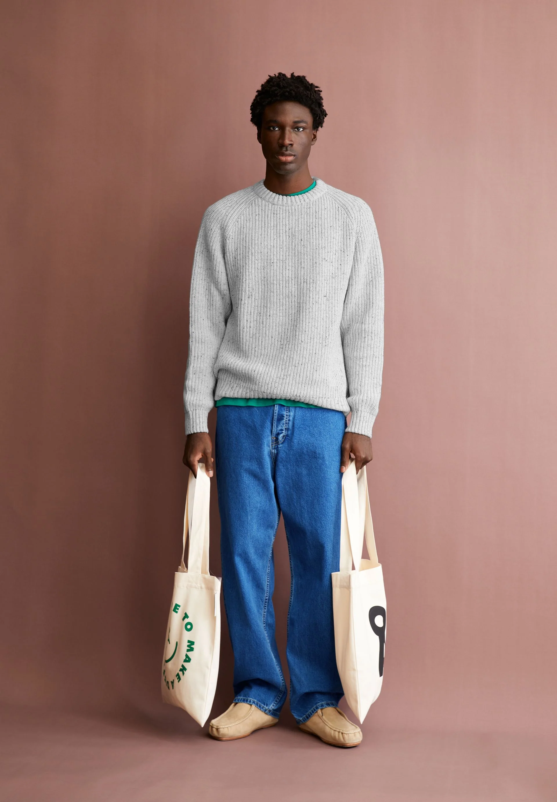 KIAANO TWEED KNIT SWEATER | oatmilk-black tweed - Image 4