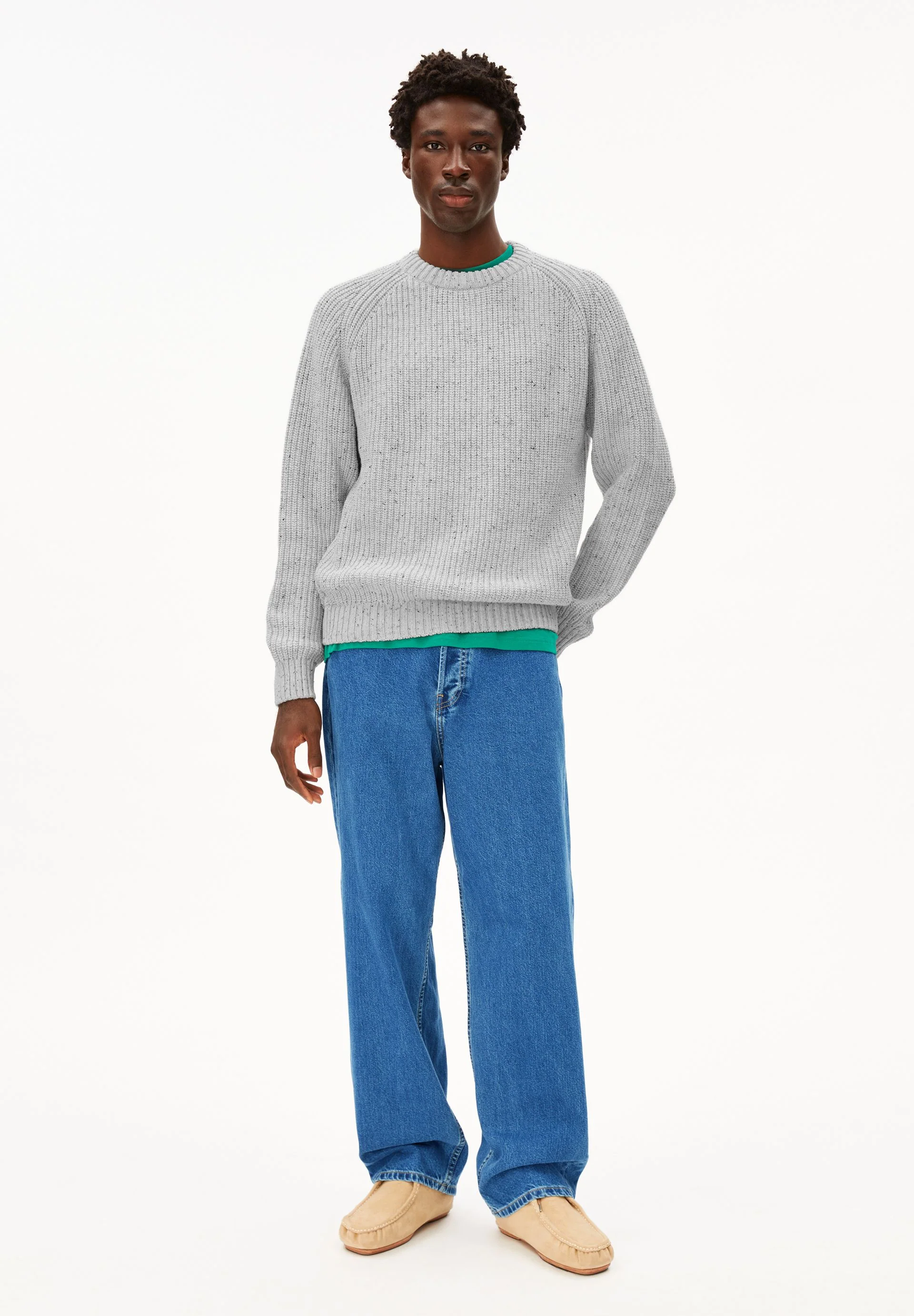 KIAANO TWEED KNIT SWEATER | oatmilk-black tweed - Image 5