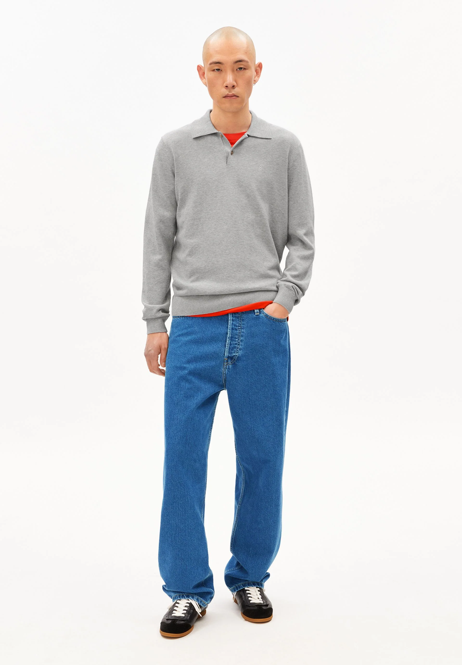 LANGARM-STRICKPOLOSHIRT | silver melange - Image 5