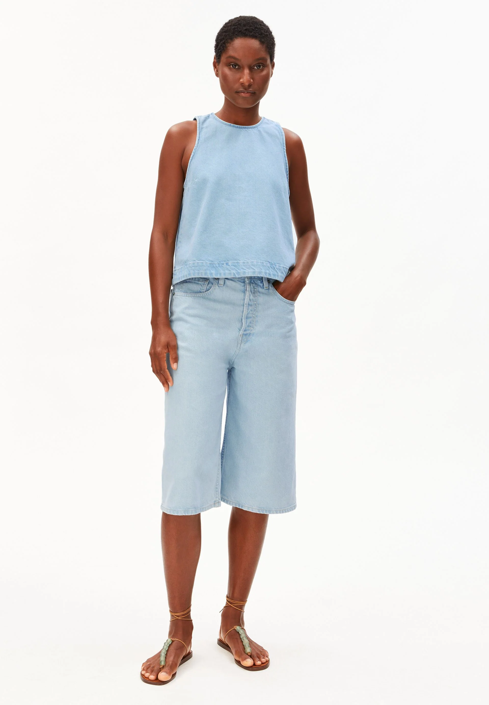 KURZÄRMLIGES JEANS-TOP | barrea - Image 5