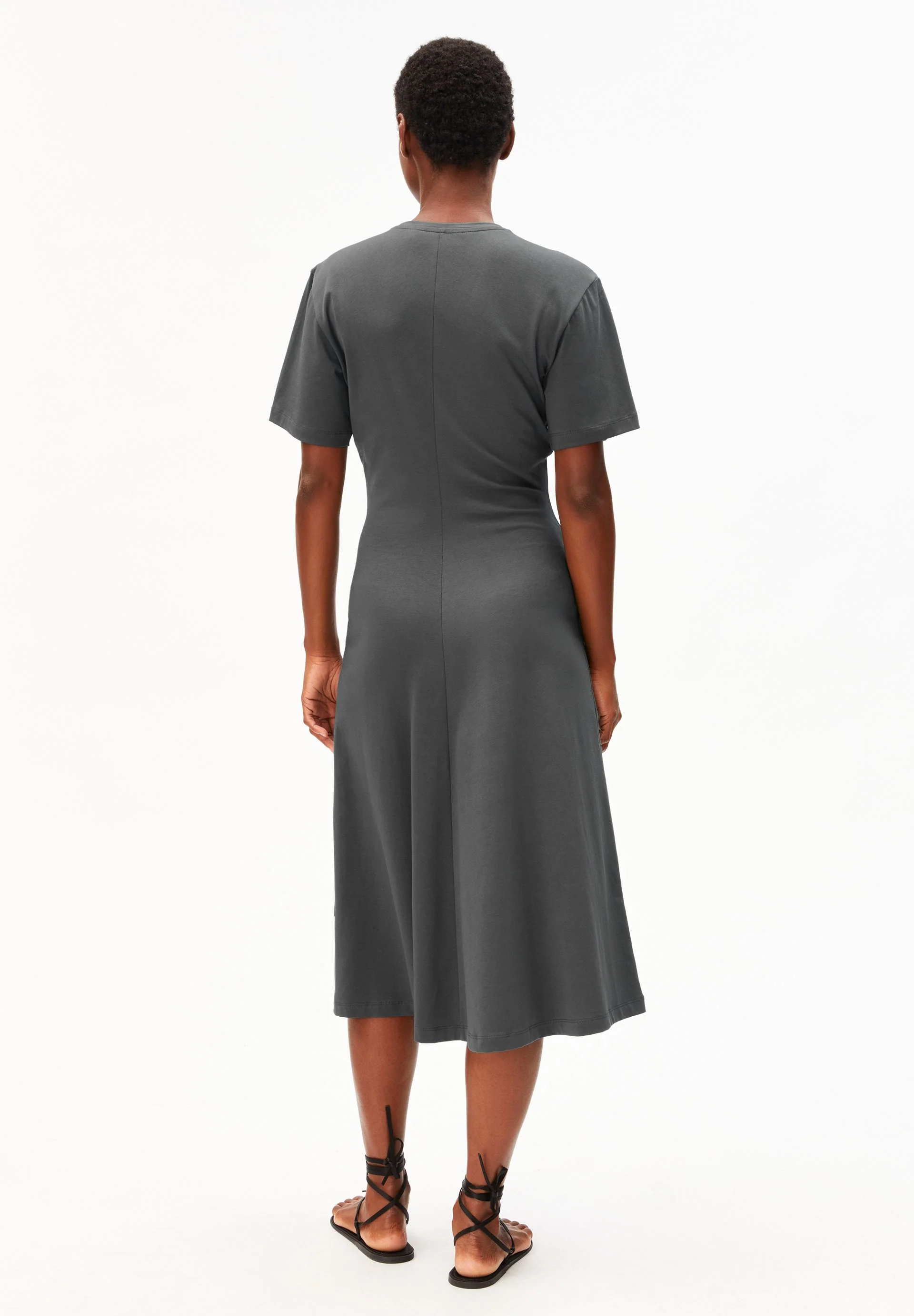 KURZÄRMLIGES JERSEY-MIDI-KLEID | space steel - Image 2