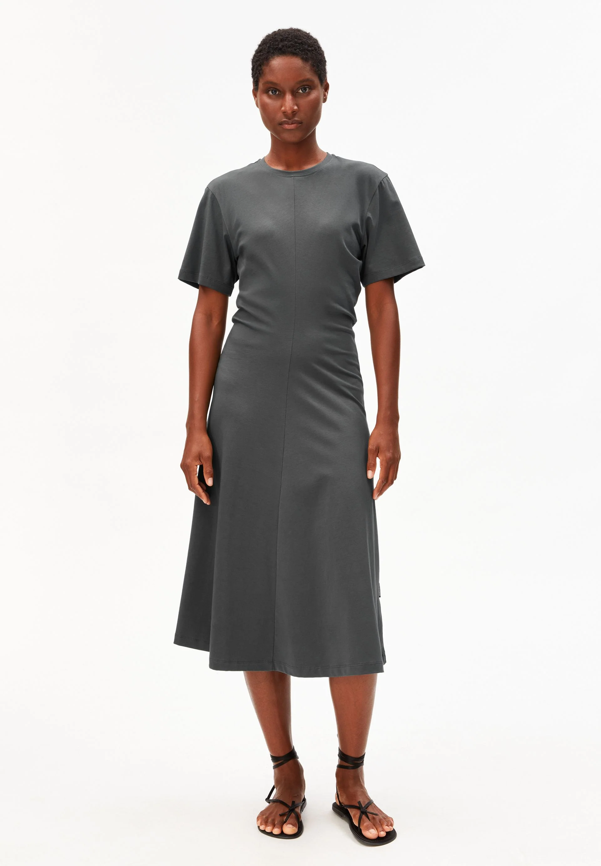 KURZÄRMLIGES JERSEY-MIDI-KLEID | space steel - Image 5