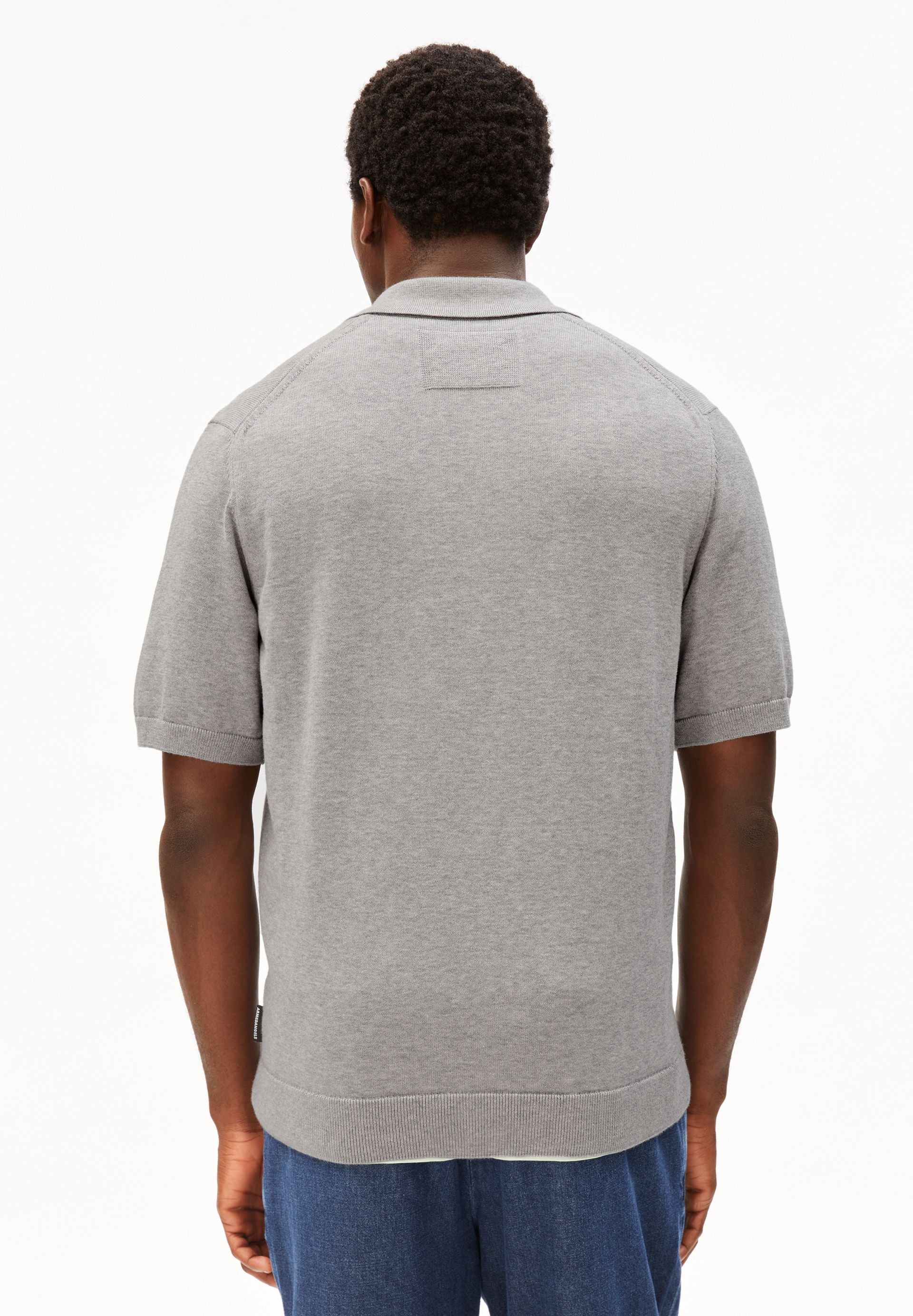 KURZÄRMLIGES STRICKPOLOSHIRT | silver melange - Image 2