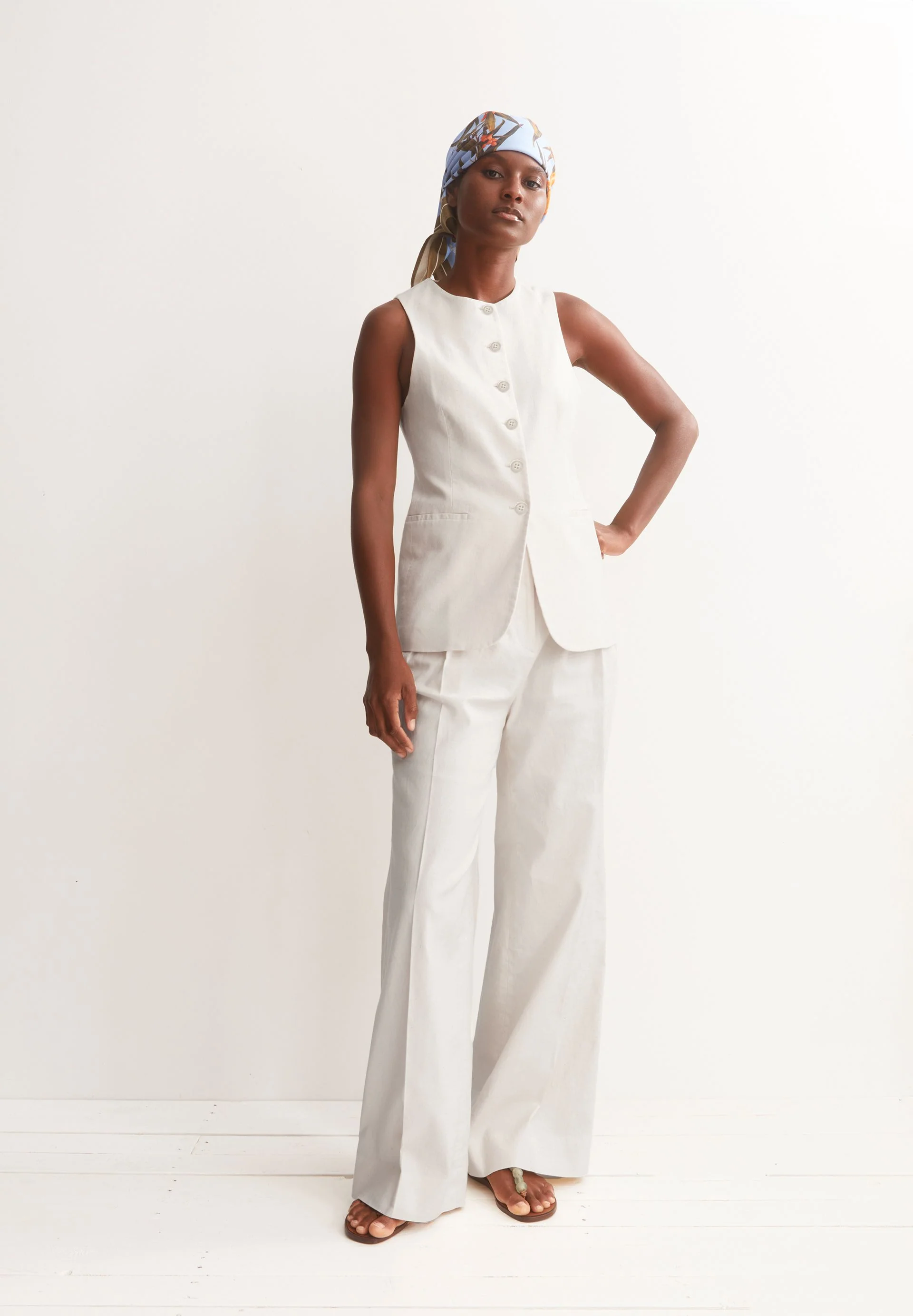 LANGE LEINEN-MIX WESTE | undyed - Image 4