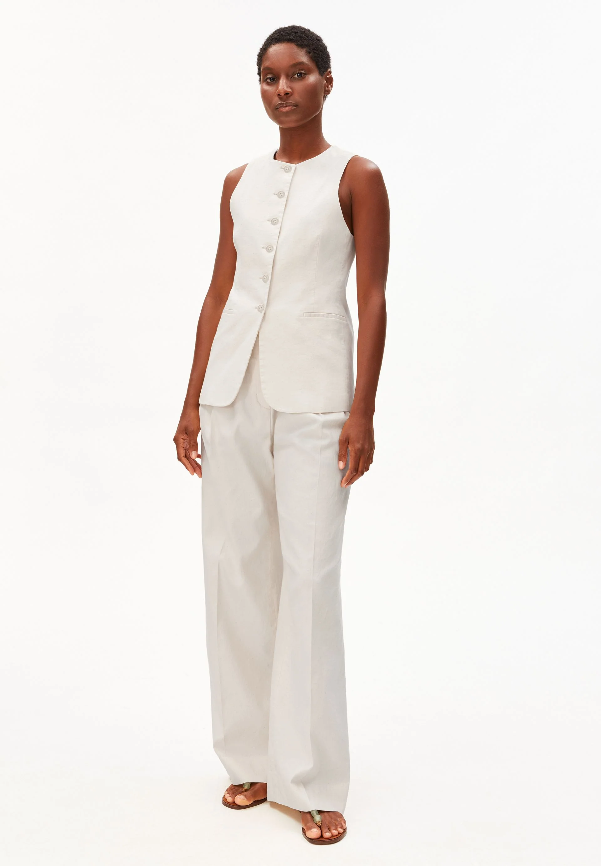 LANGE LEINEN-MIX WESTE | undyed - Image 5