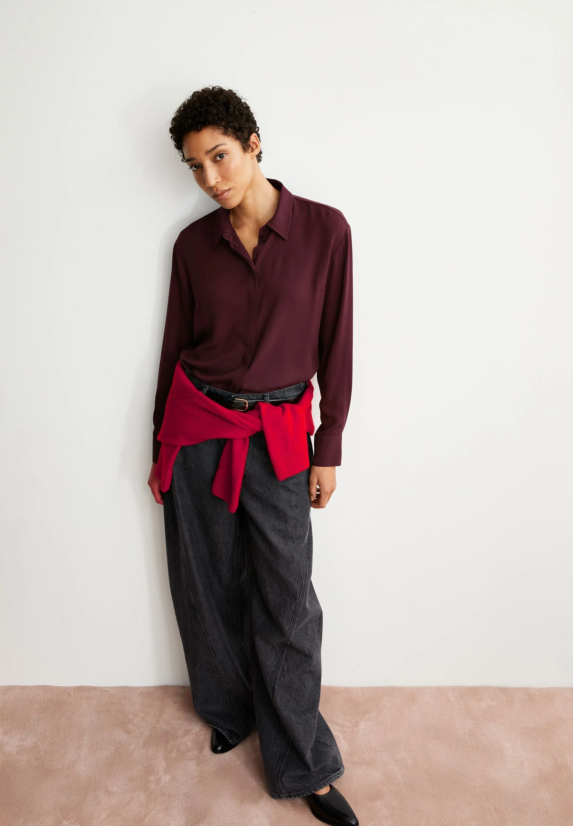 LARISAANA LANGARMBLUSE | dark cranberry - Image 4