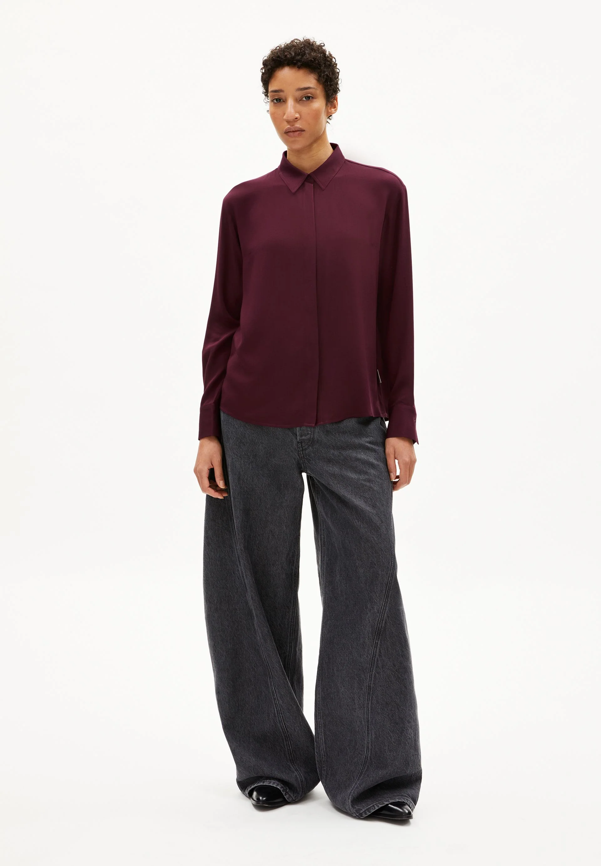 LARISAANA LANGARMBLUSE | dark cranberry - Image 5
