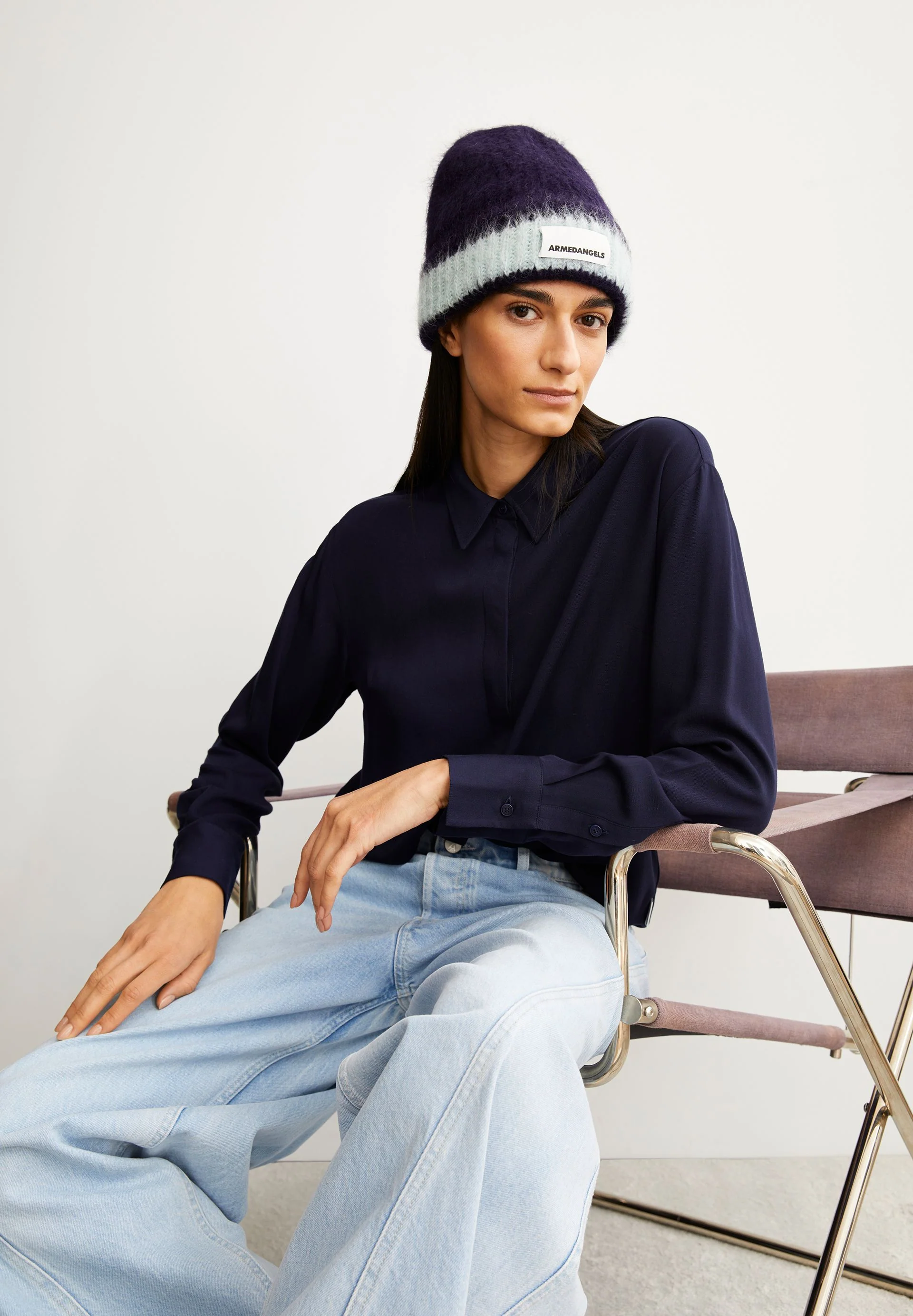 LARISAANA LANGARMBLUSE | tinted navy - Image 4