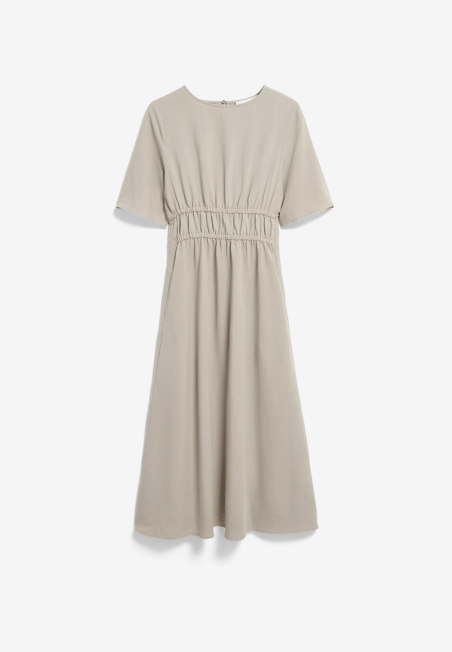 LEINEN-MIX GERAFFTES KLEID | sandstone - Image 6