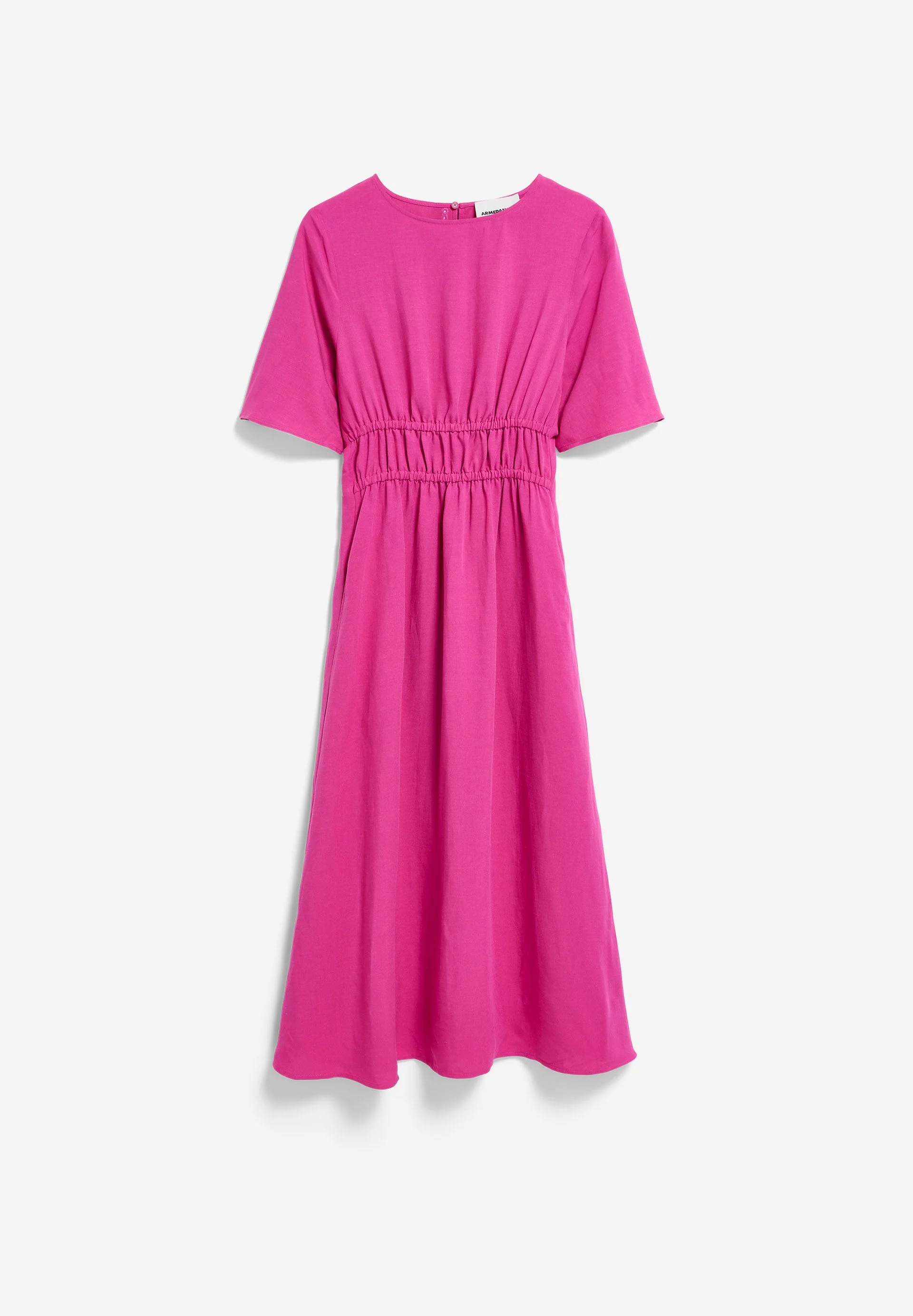 LEINEN-MIX GERAFFTES KLEID | very berry - Image 6