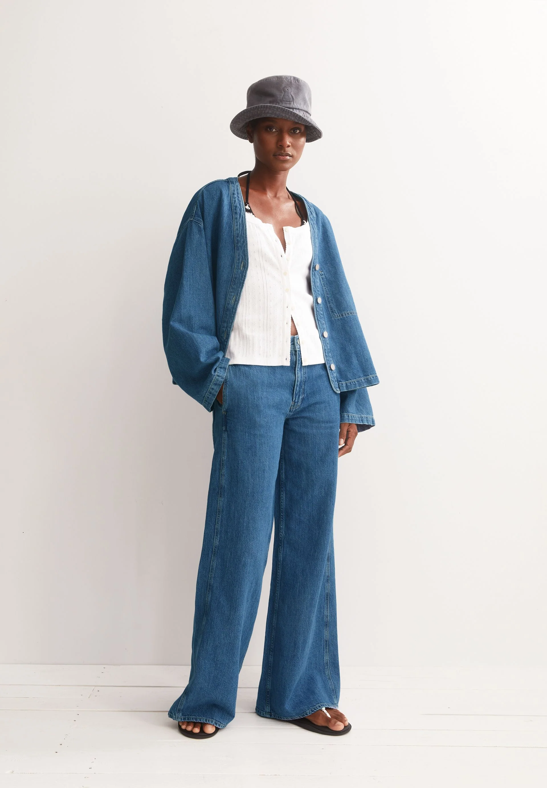 LEINEN-MIX JEANSJACKE | sea salt - Image 4