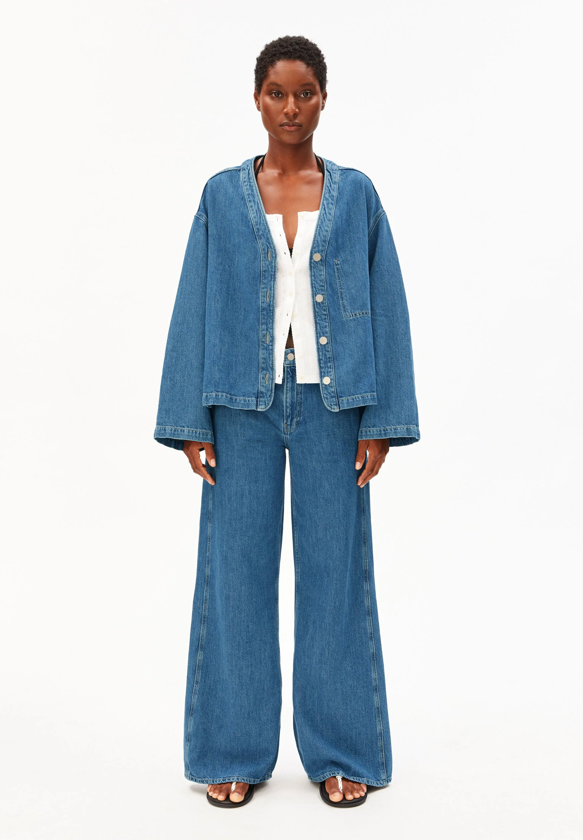 LEINEN-MIX JEANSJACKE | sea salt - Image 5