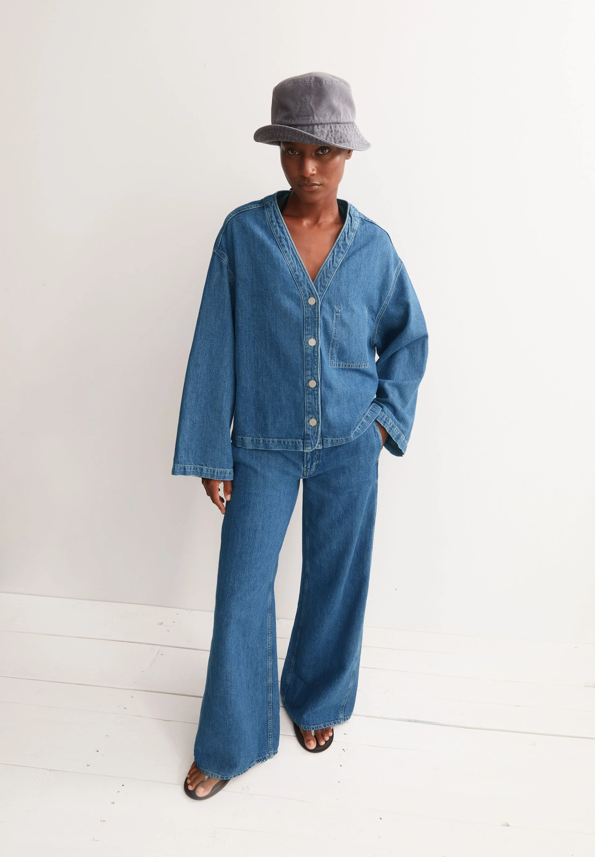 LEINEN-MIX JEANSJACKE | sea salt - Image 6