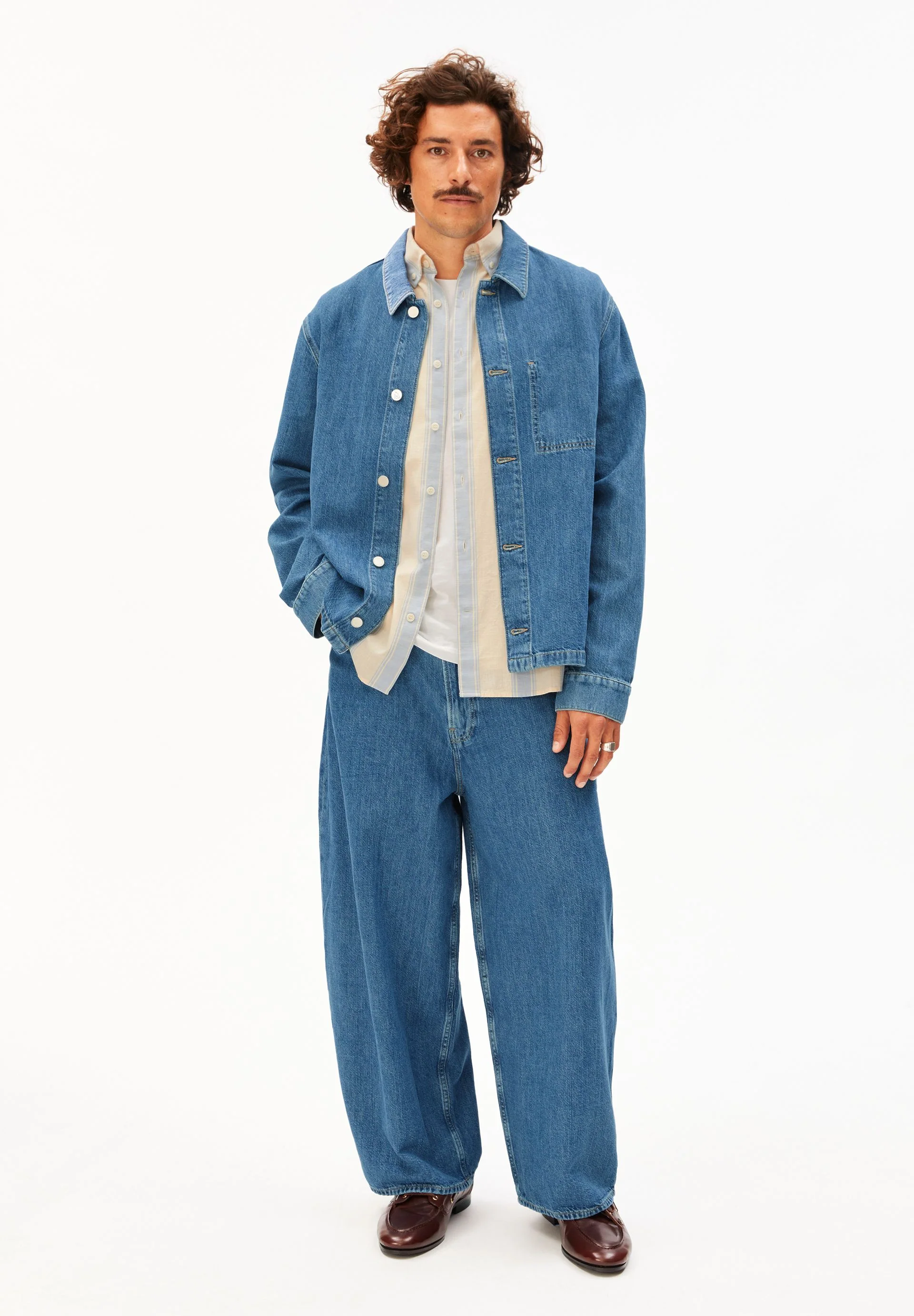 LEINEN-MIX JEANSJACKE | sea salt - Image 5