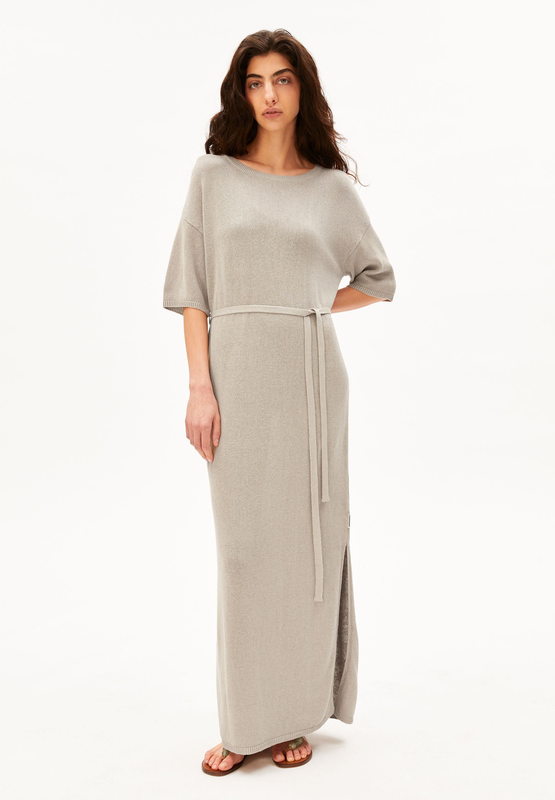 LEINEN-MIX MAXI-STRICKKLEID | sandstone - Image 5