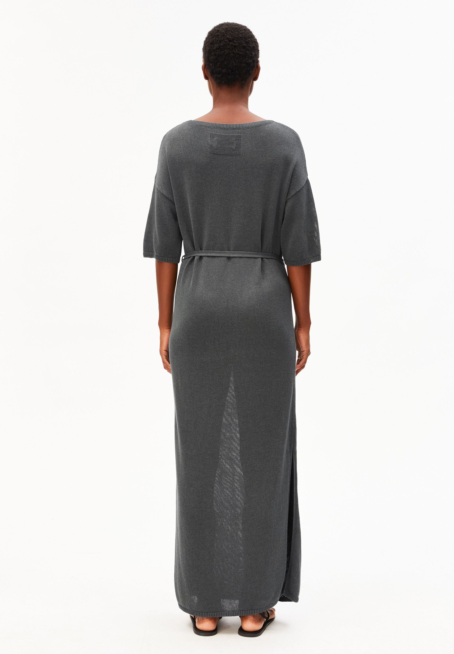 LEINEN-MIX MAXI-STRICKKLEID | space steel - Image 2
