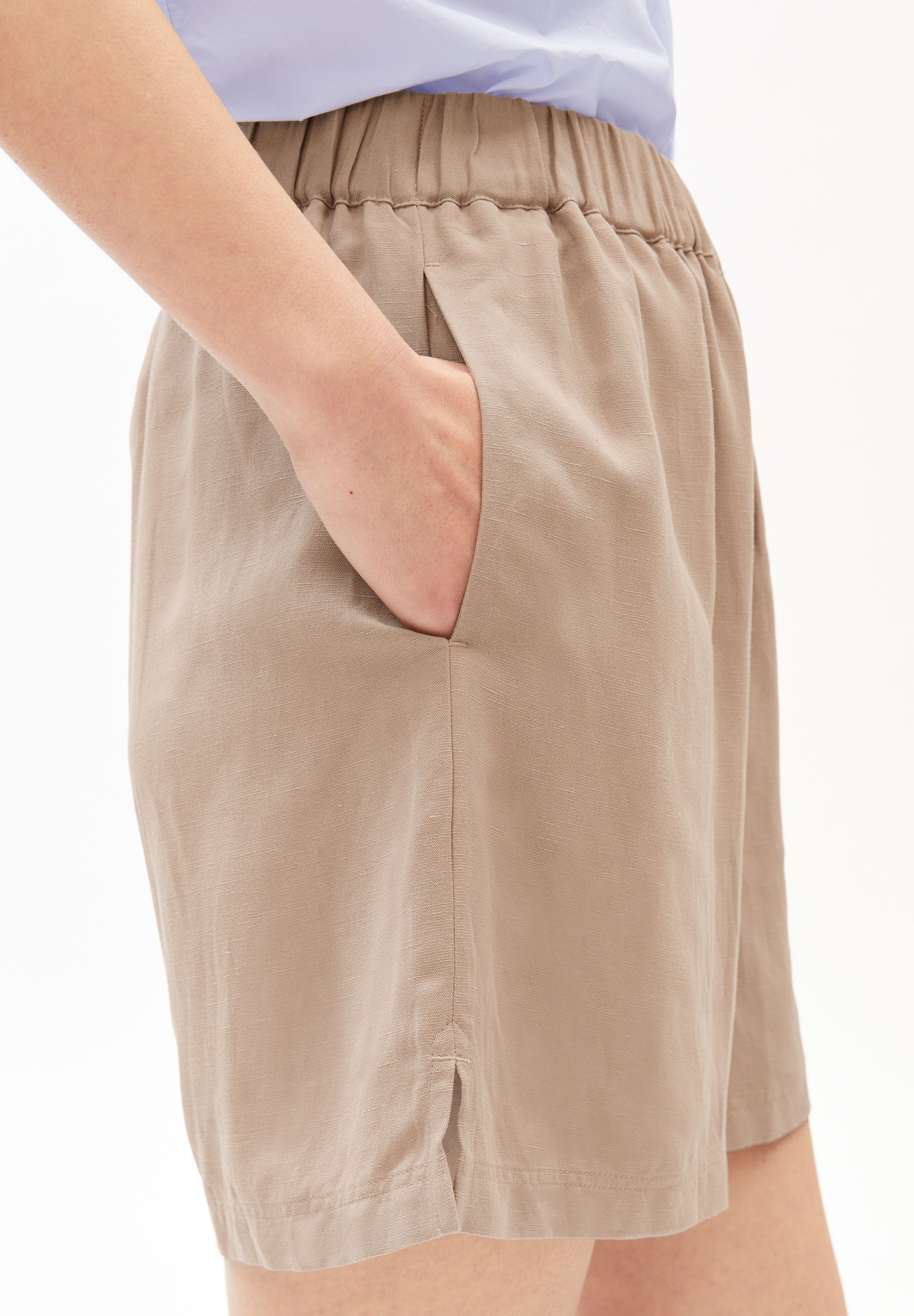 LEINEN-MIX PULL-ON SHORTS | sandstone - Image 3