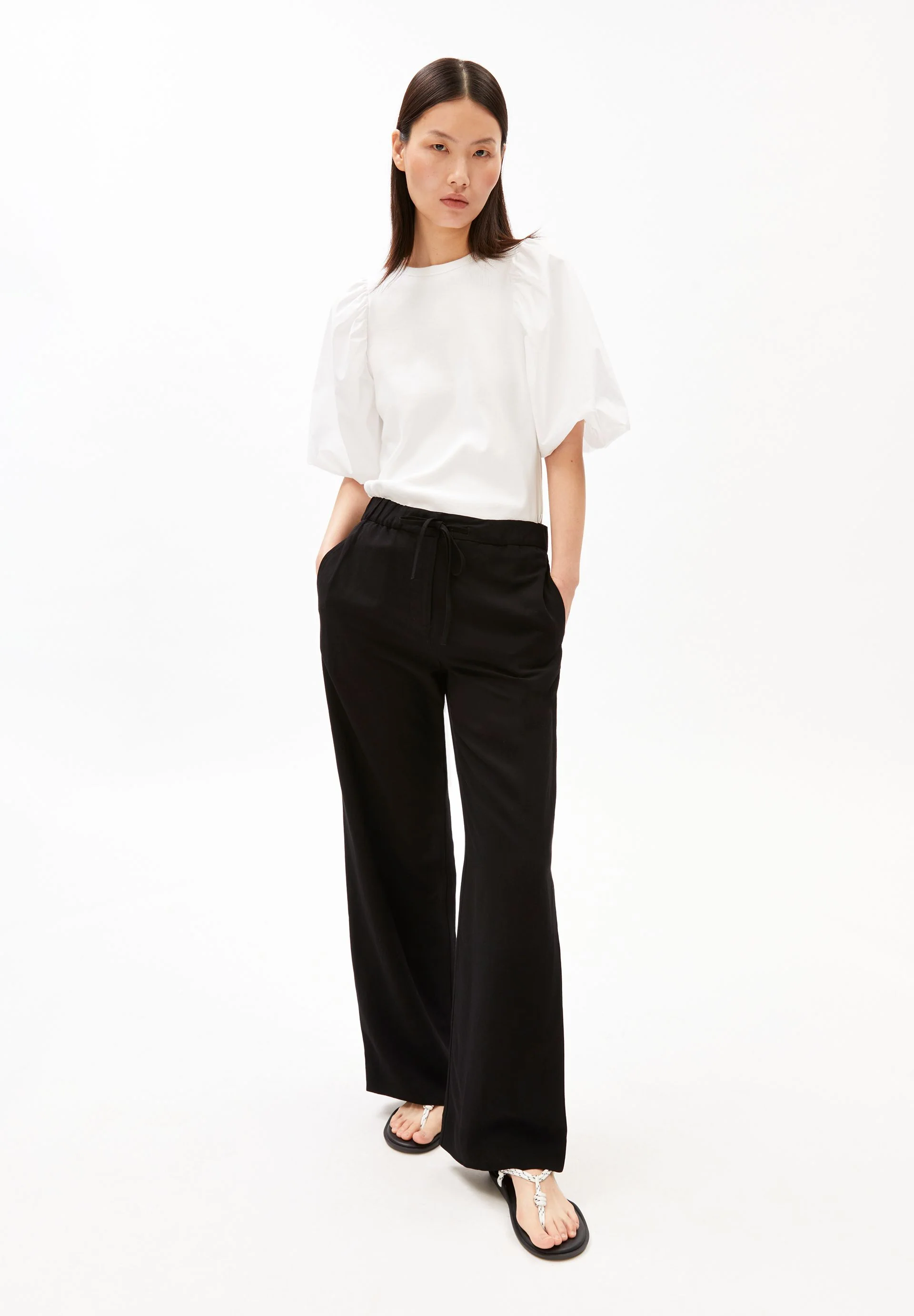 LEINEN-MIX STRAIGHT LEG HOSE | black - Image 5